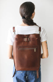 Brown Leather Backpack Purse Womens