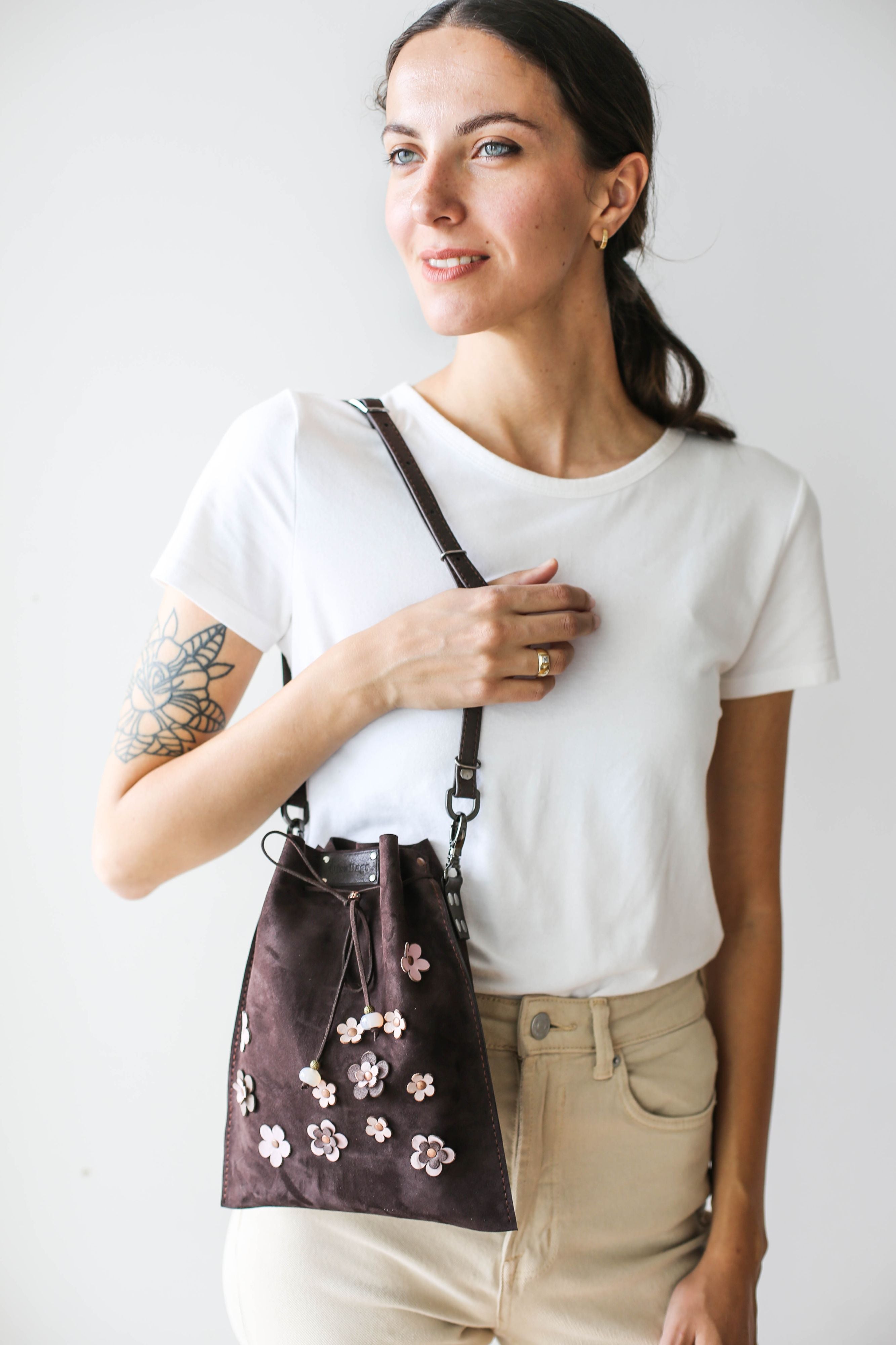 Brown Suede Cross Body Bag