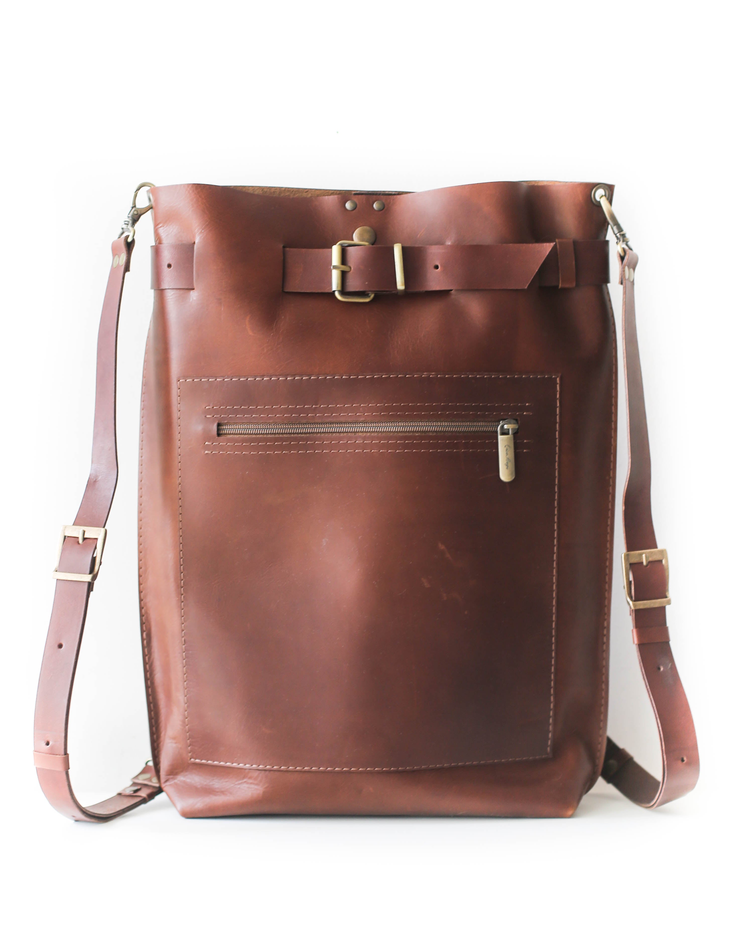 Brown Leather Backpack | Vintage Leather Backpack - Qisabags