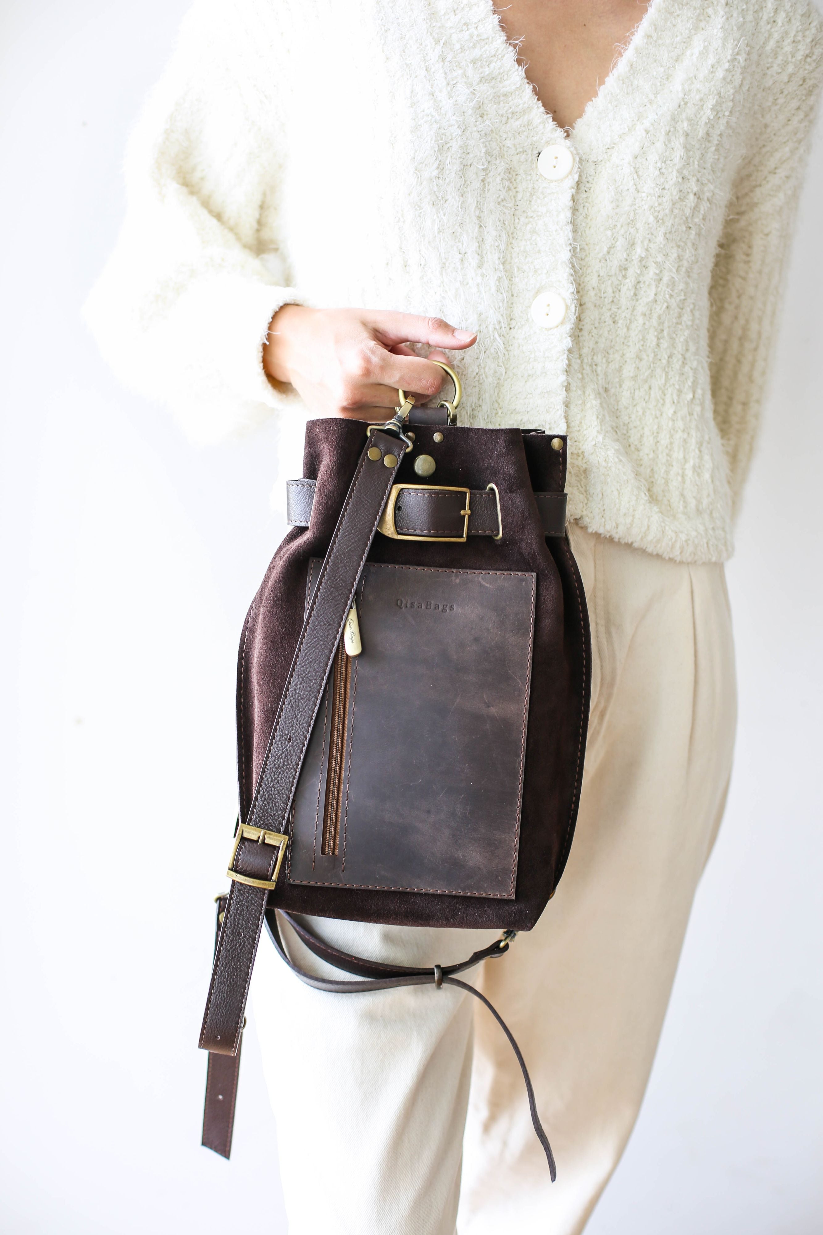 brown suede crossbody bag