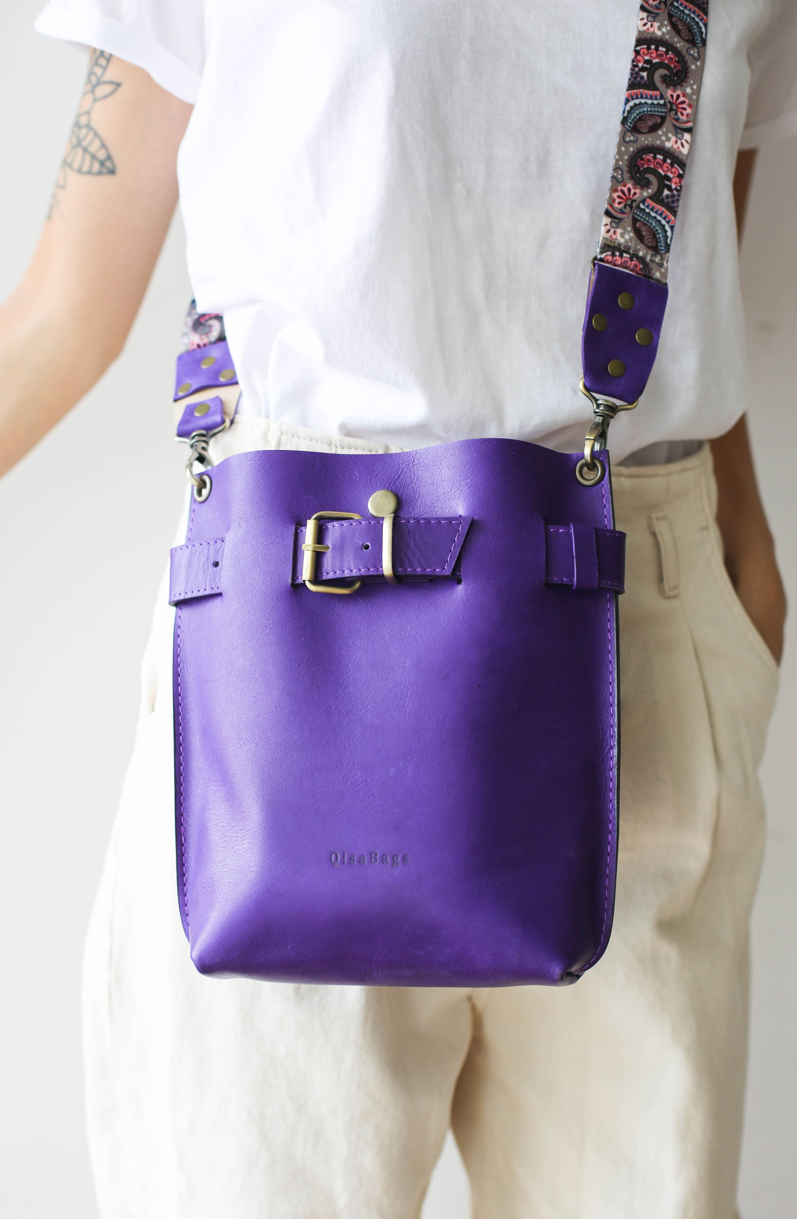 purple designer bag