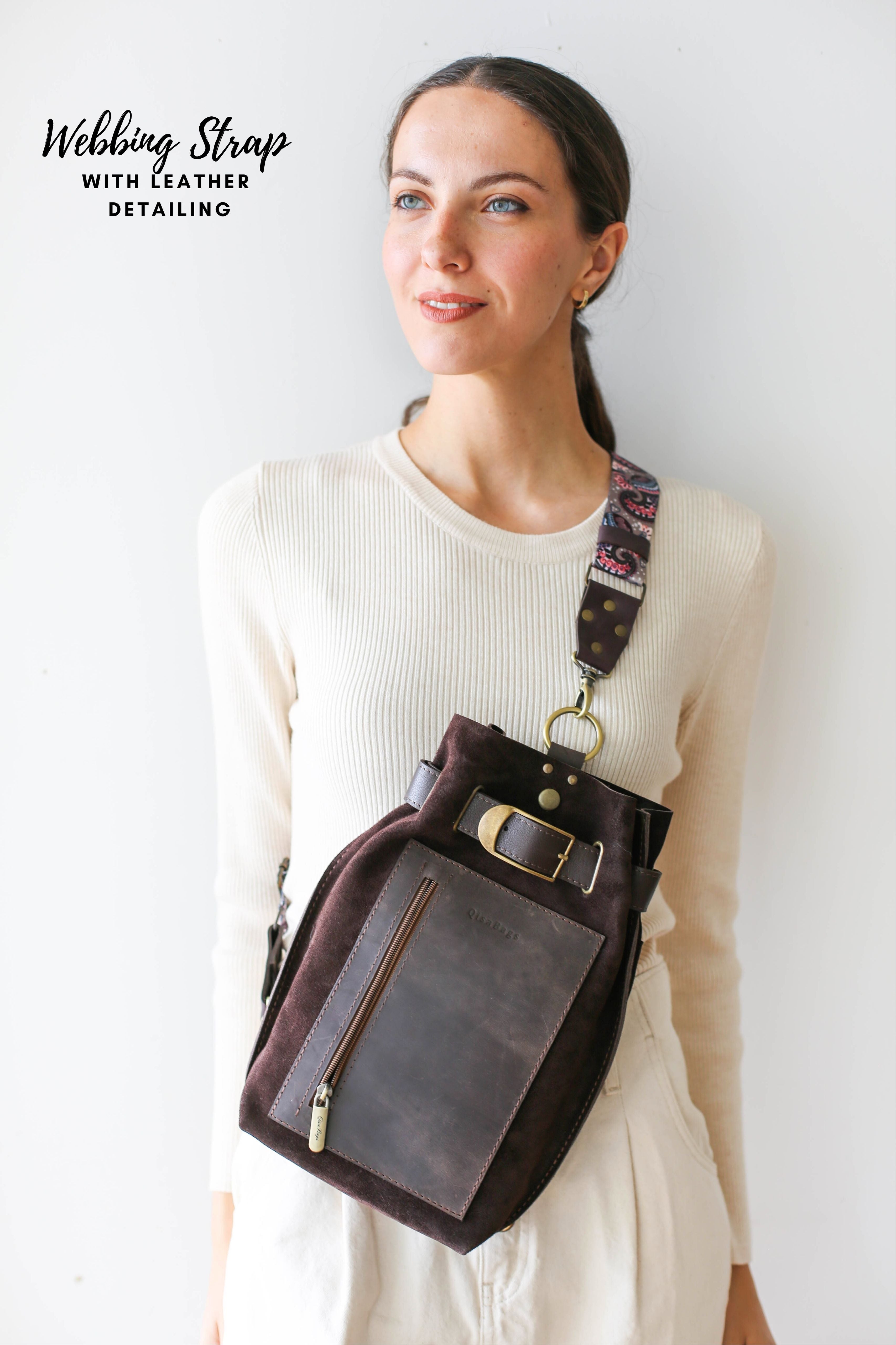 dark brown leather shoulder bag