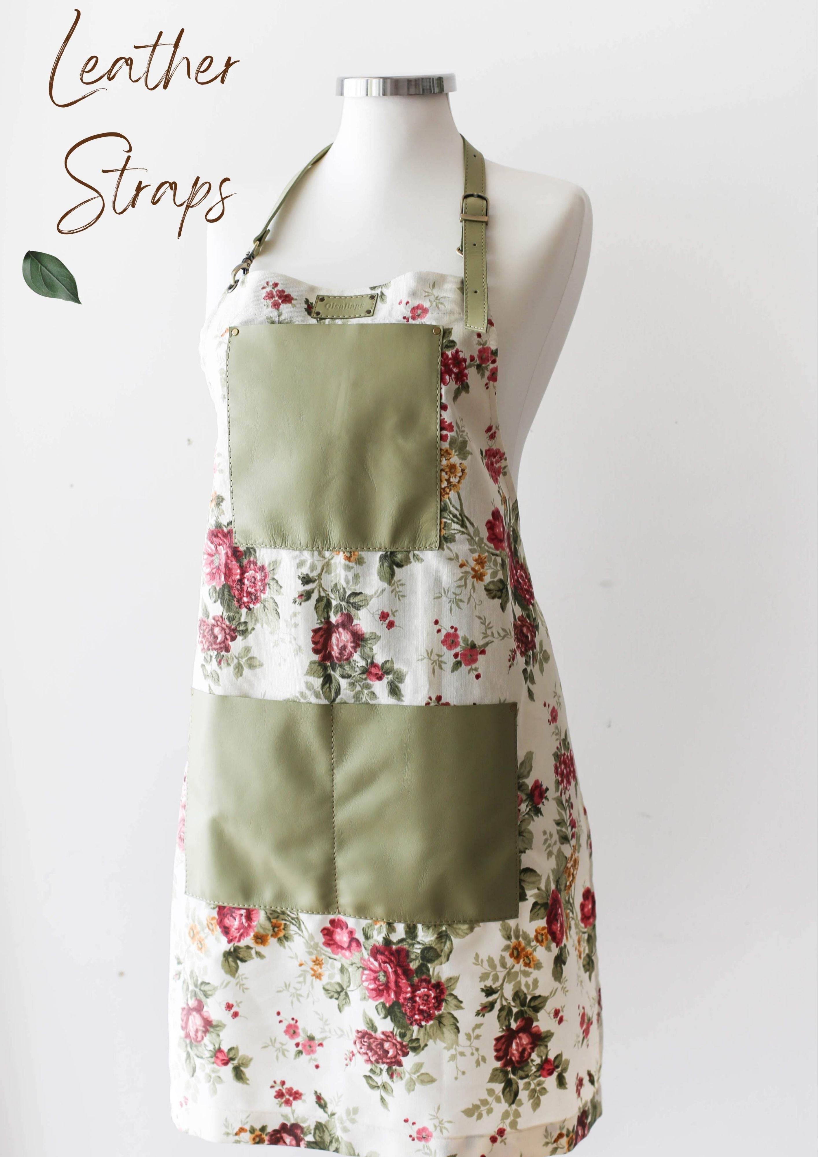 Women's Waxed Canvas Apron | Leather Cooking Apron