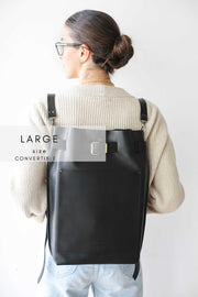 leather black backpack for women