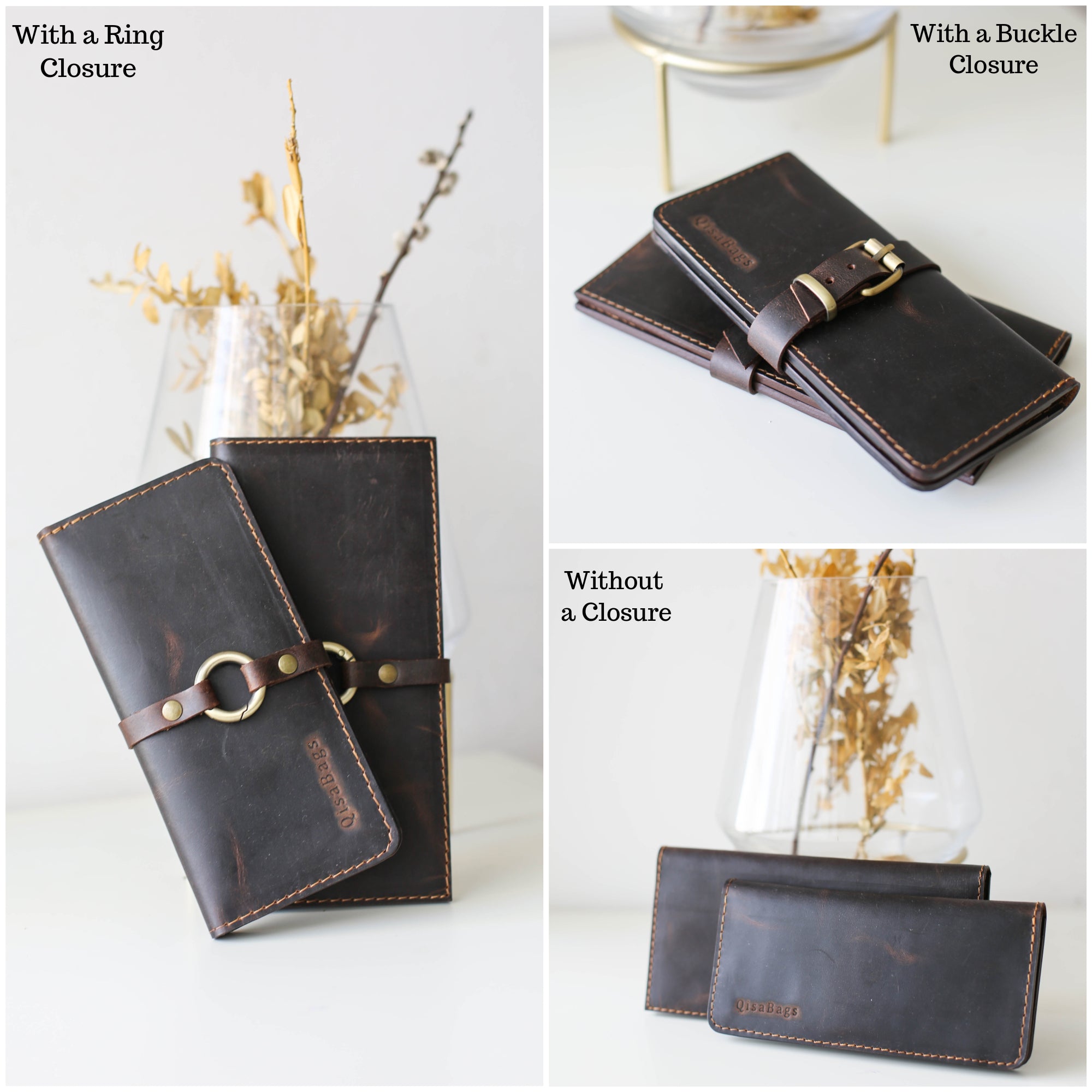 Women's Bifold Dark Brown Leather Wallet - N01