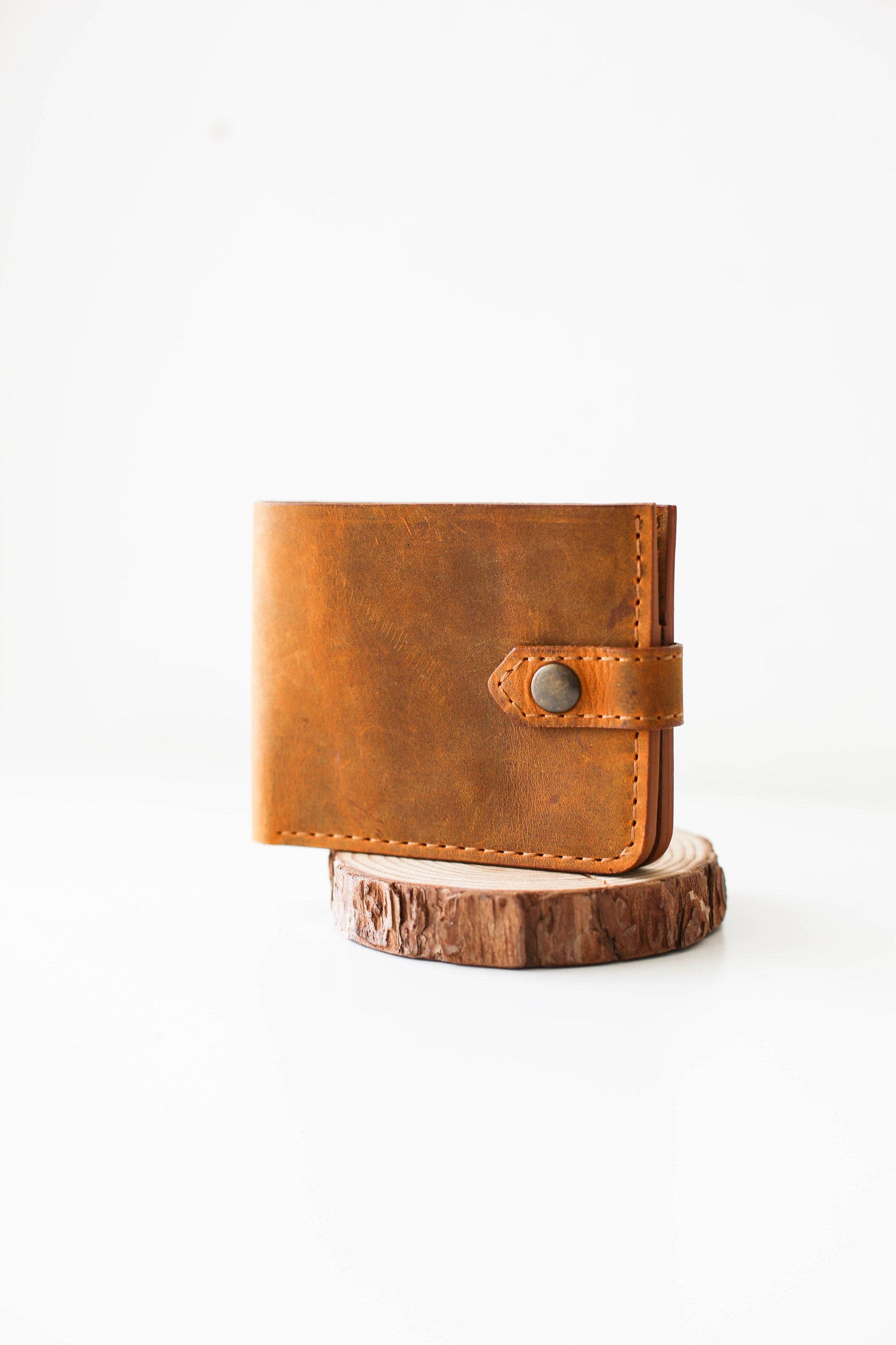 Cognac Slim Leather Wallet, Antique Finish
