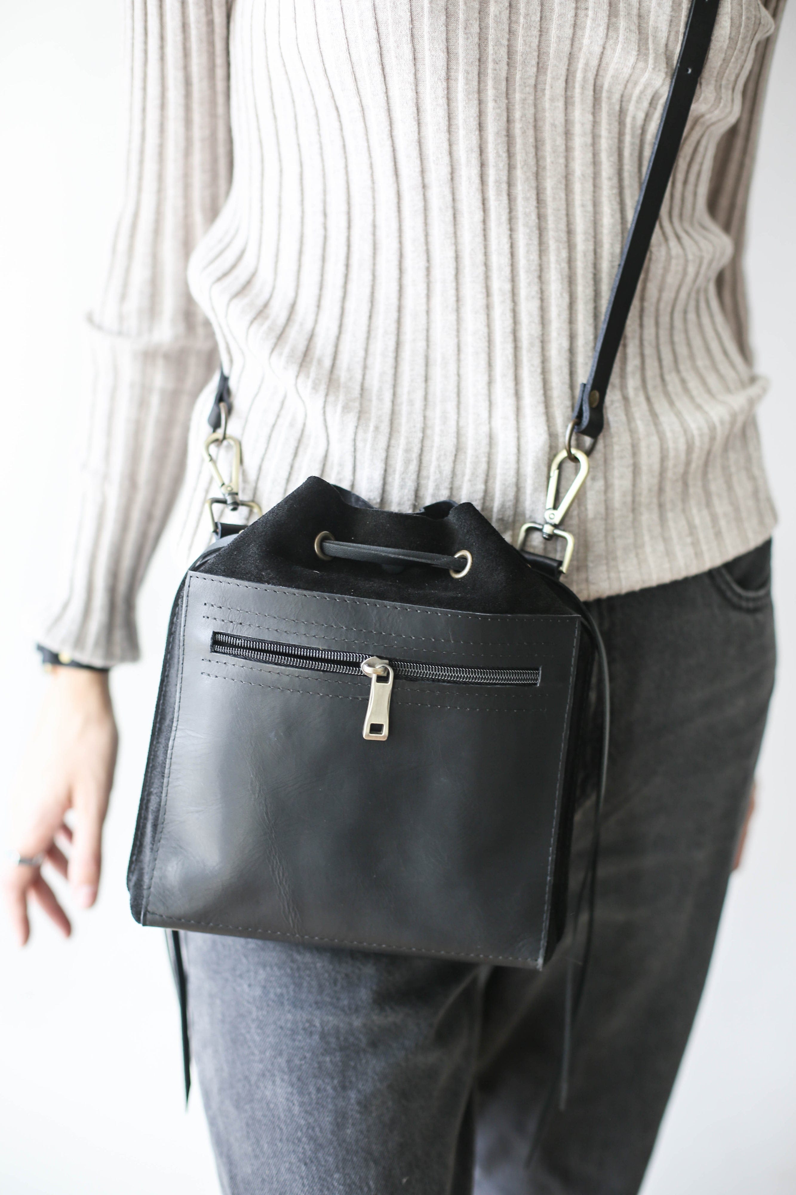 black leather cross body bag