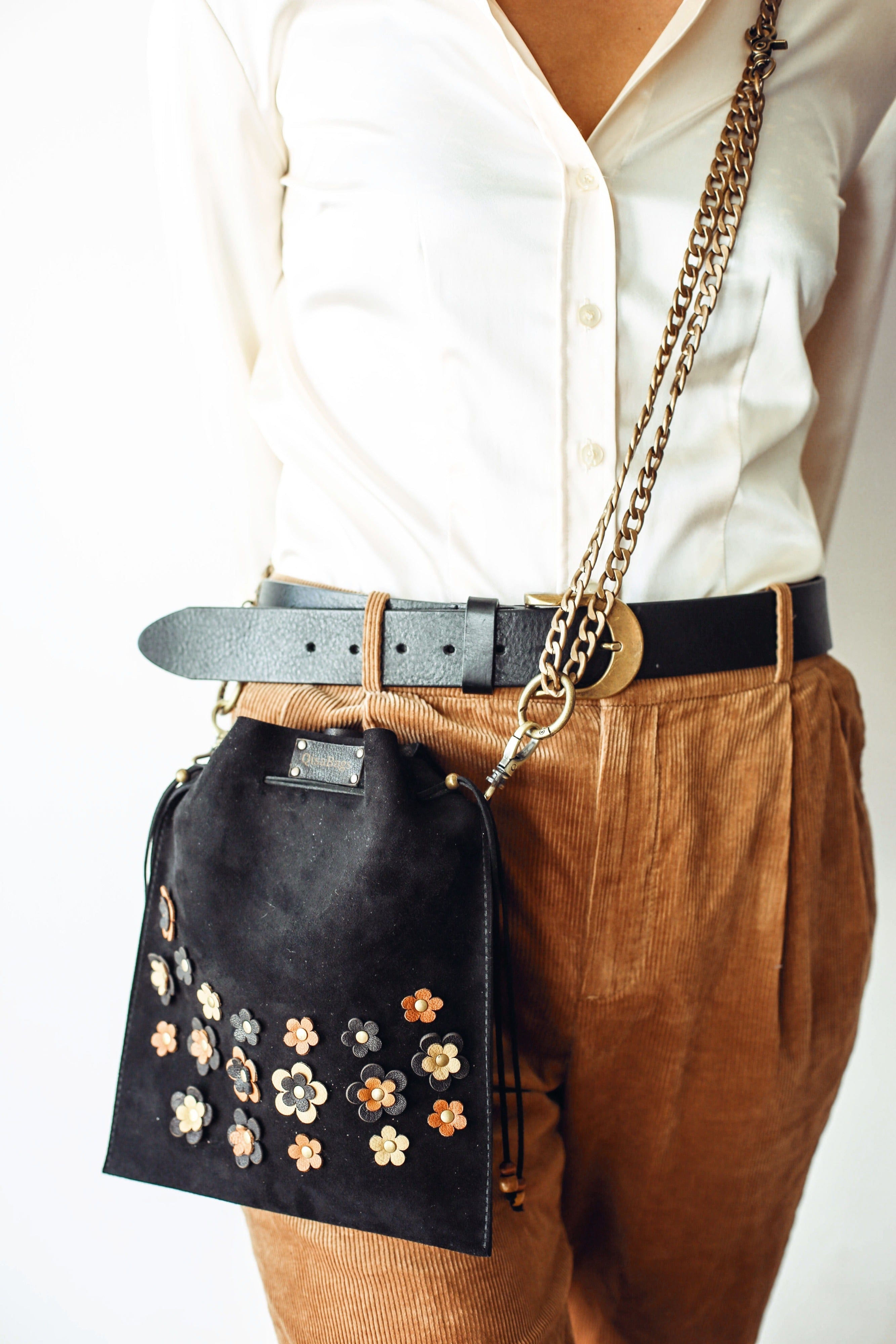 Black Suede Crossbody Bag