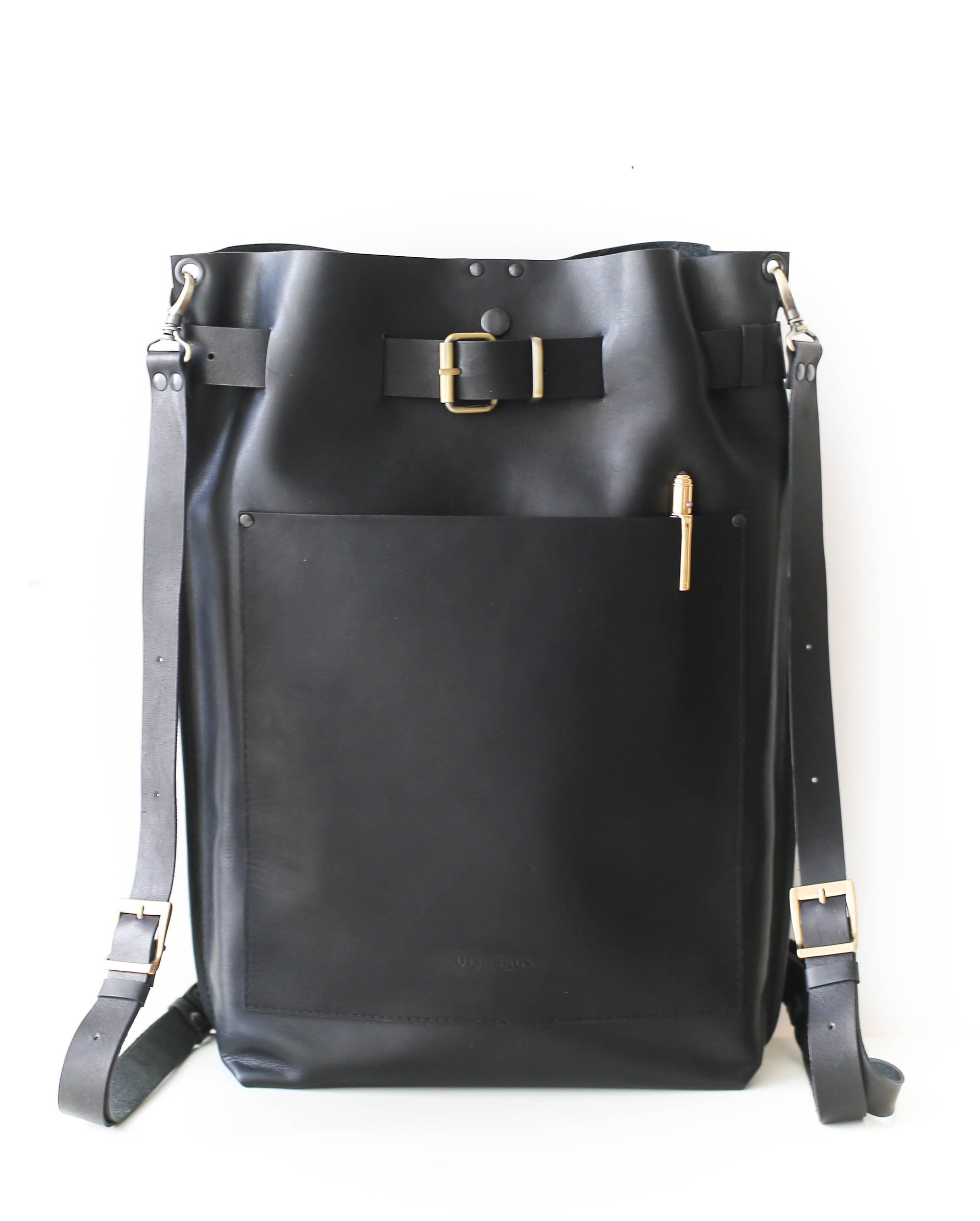 Black large leather bag