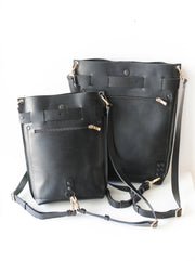 Black Leather Backpack Purse