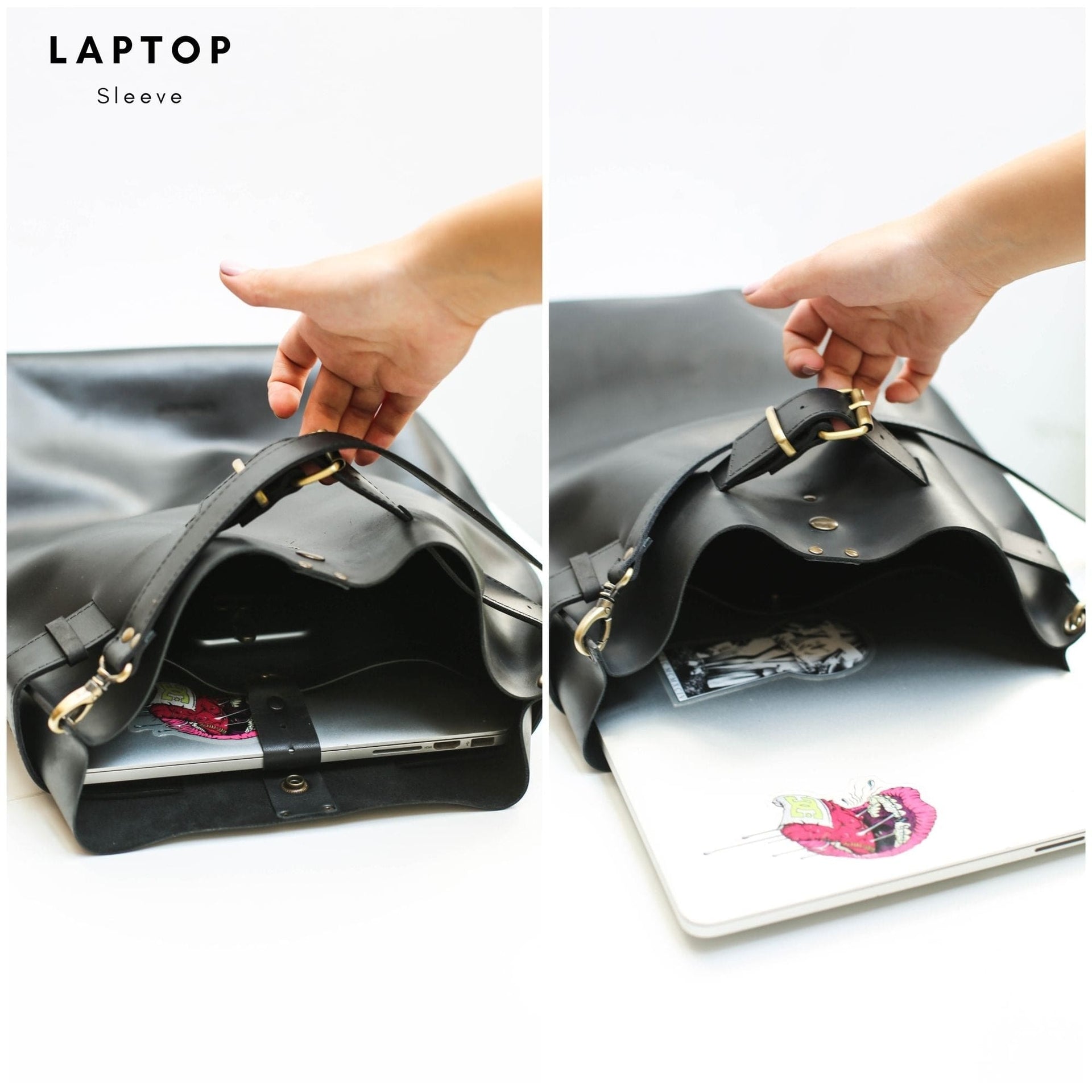 leather laptop backpacks, Black Leather laptop backpack