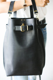 Black Leather Work Bag