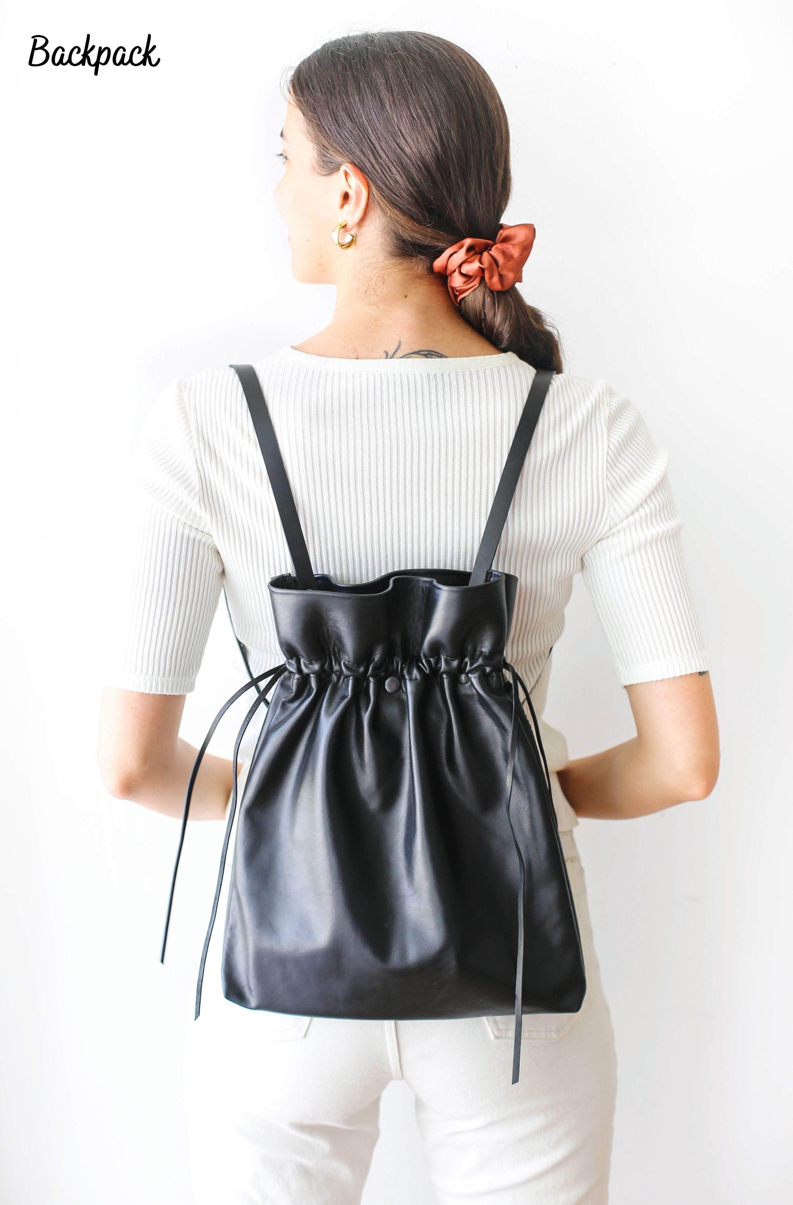 Black Leather Crossbody Bag | Shoulder bag | QisaBags