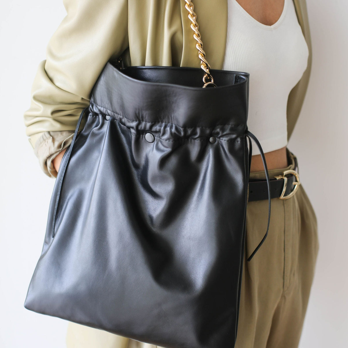Black Leather Crossbody Bag | Shoulder bag | QisaBags display picture 3