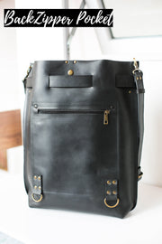 leather backpack purse black