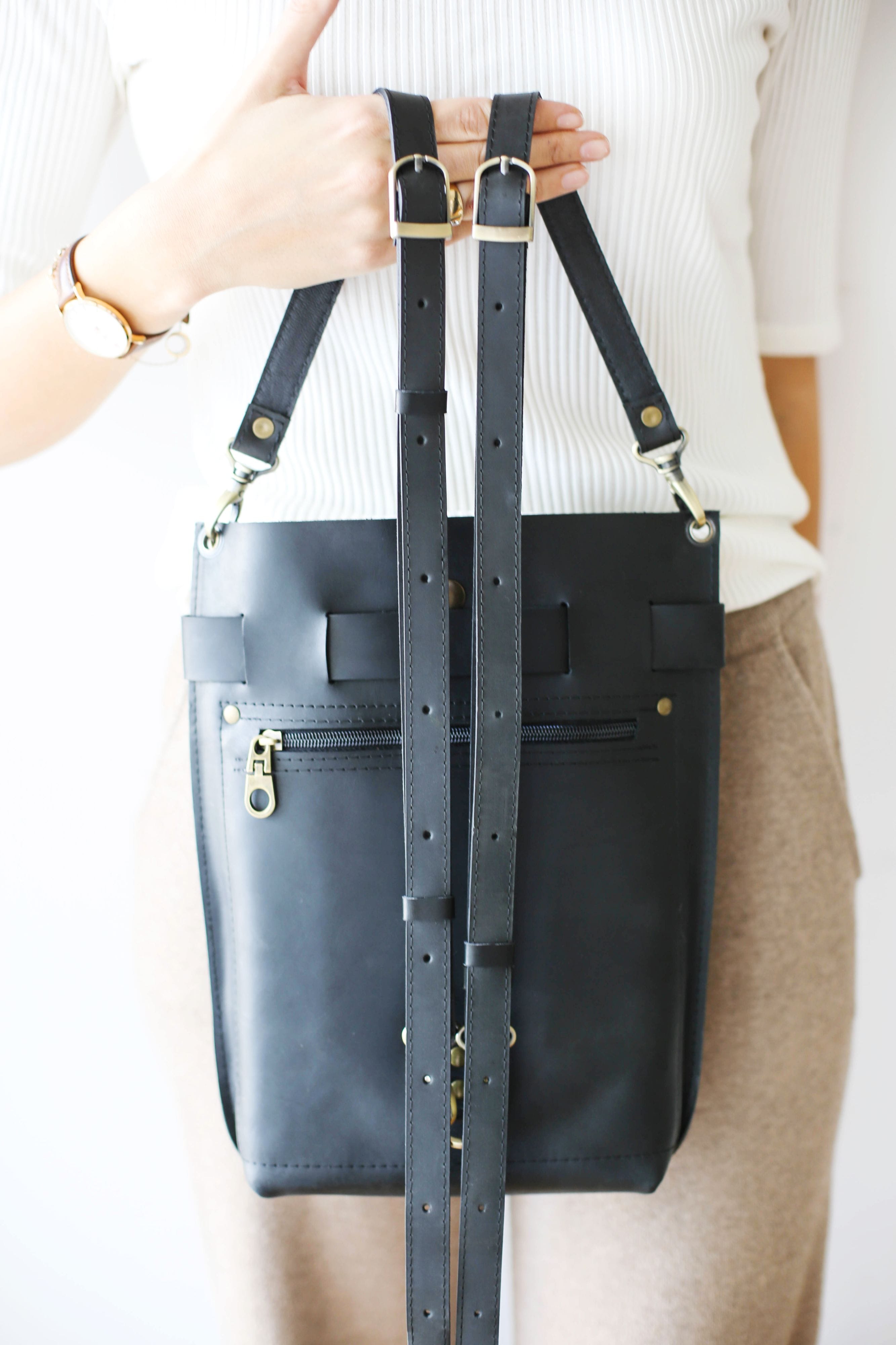 Leather Convertible Backpack