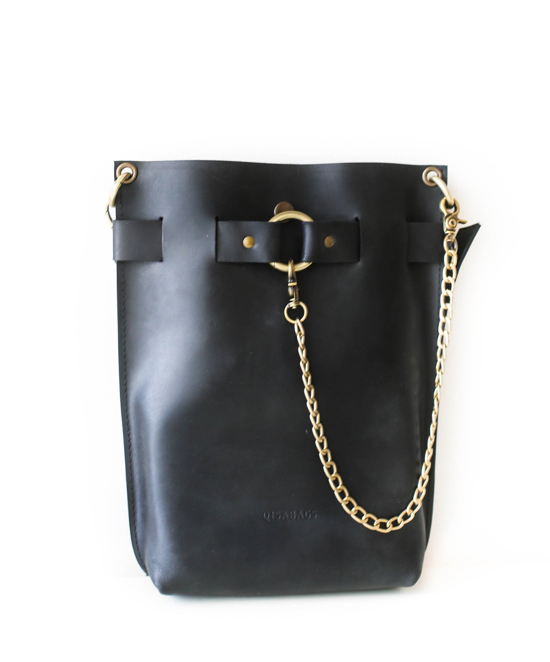 black designer leather bag