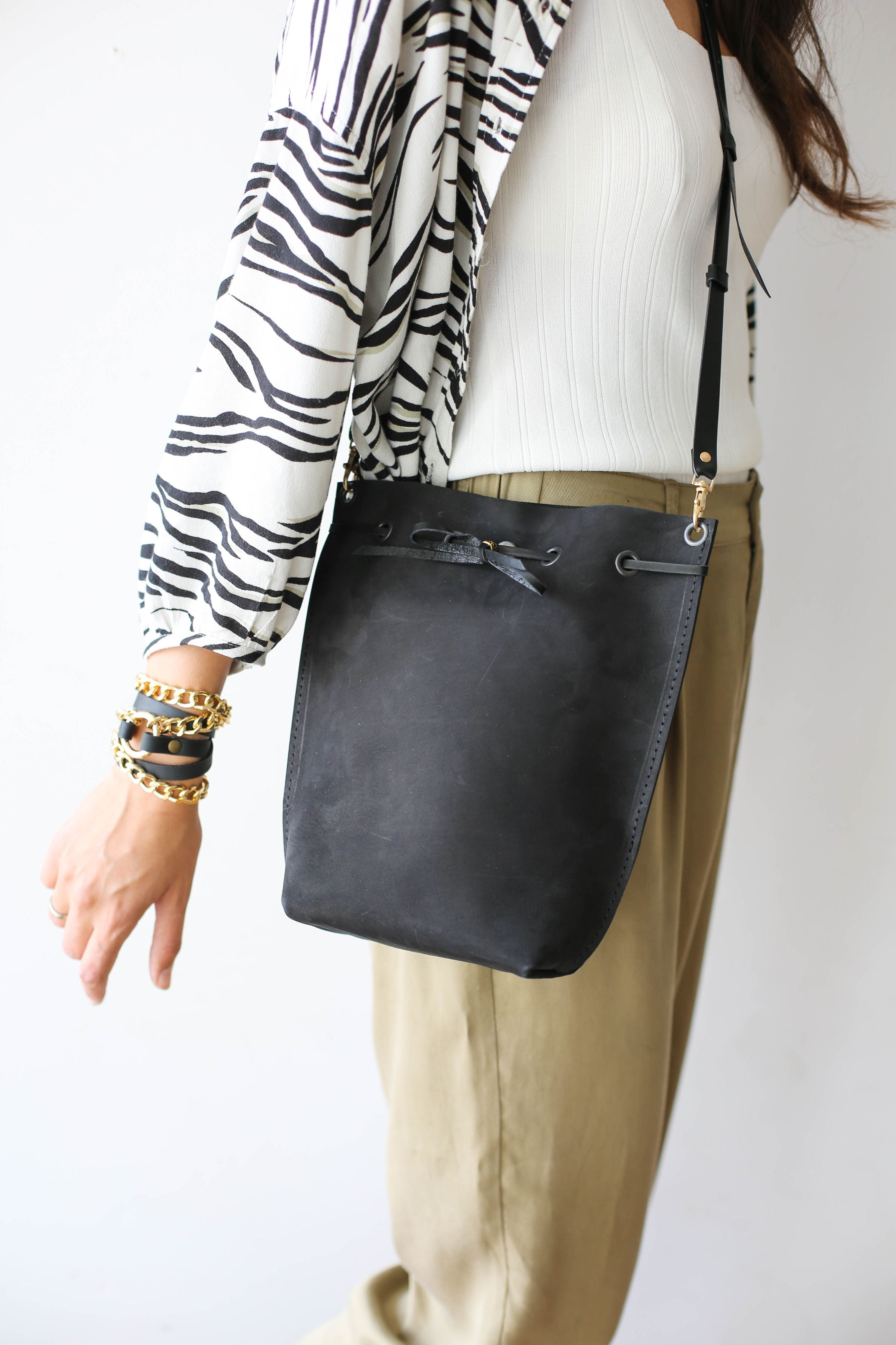 black leather shoulder bag