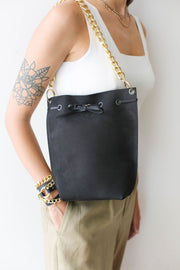 Designer Black Leather Handbag