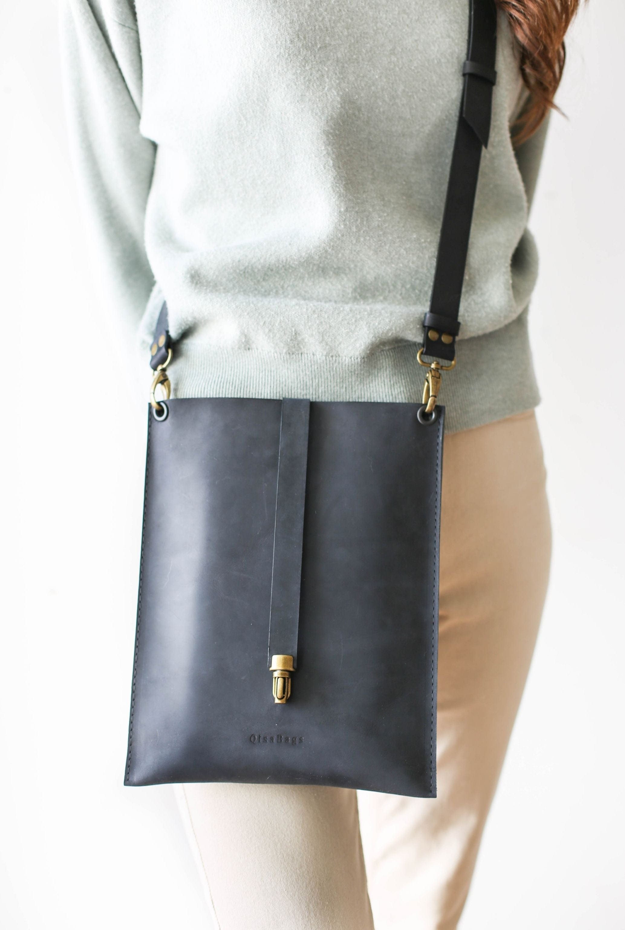 Small Black Leather Cross Body Bag