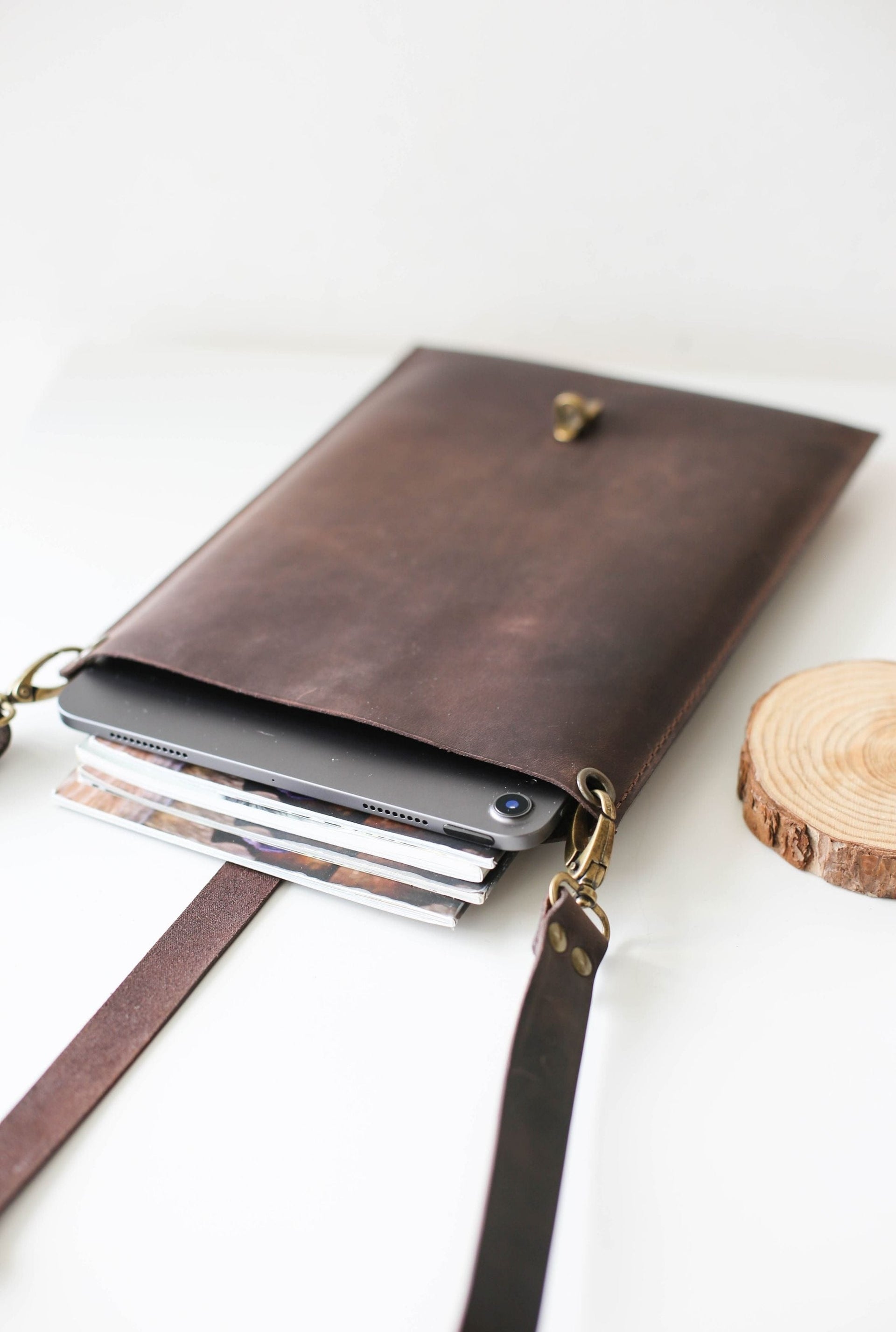 Notepad Holder, Brown Leather Sleeve