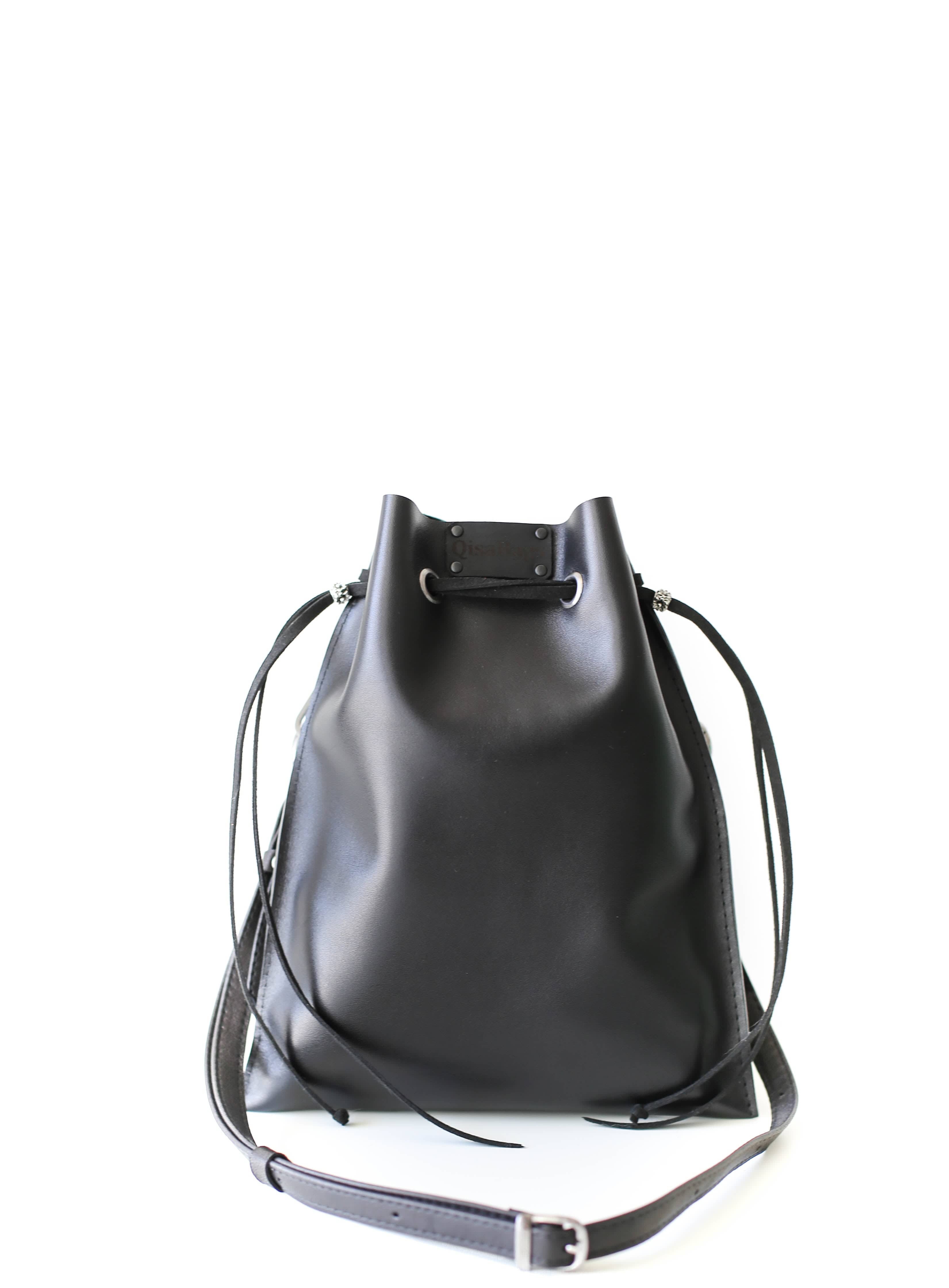 Leather Drawstring Backpack