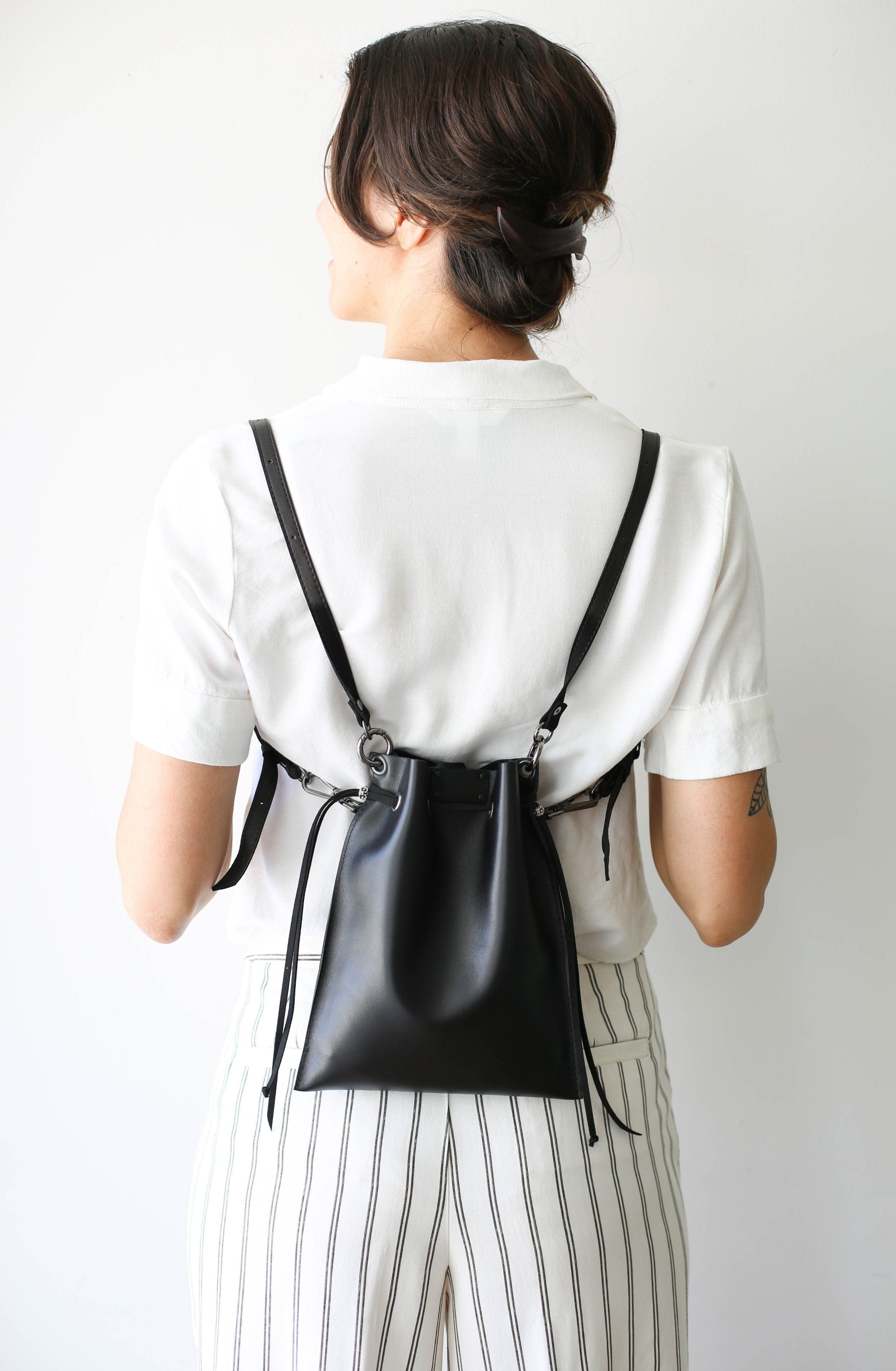 leather drawstring backpack