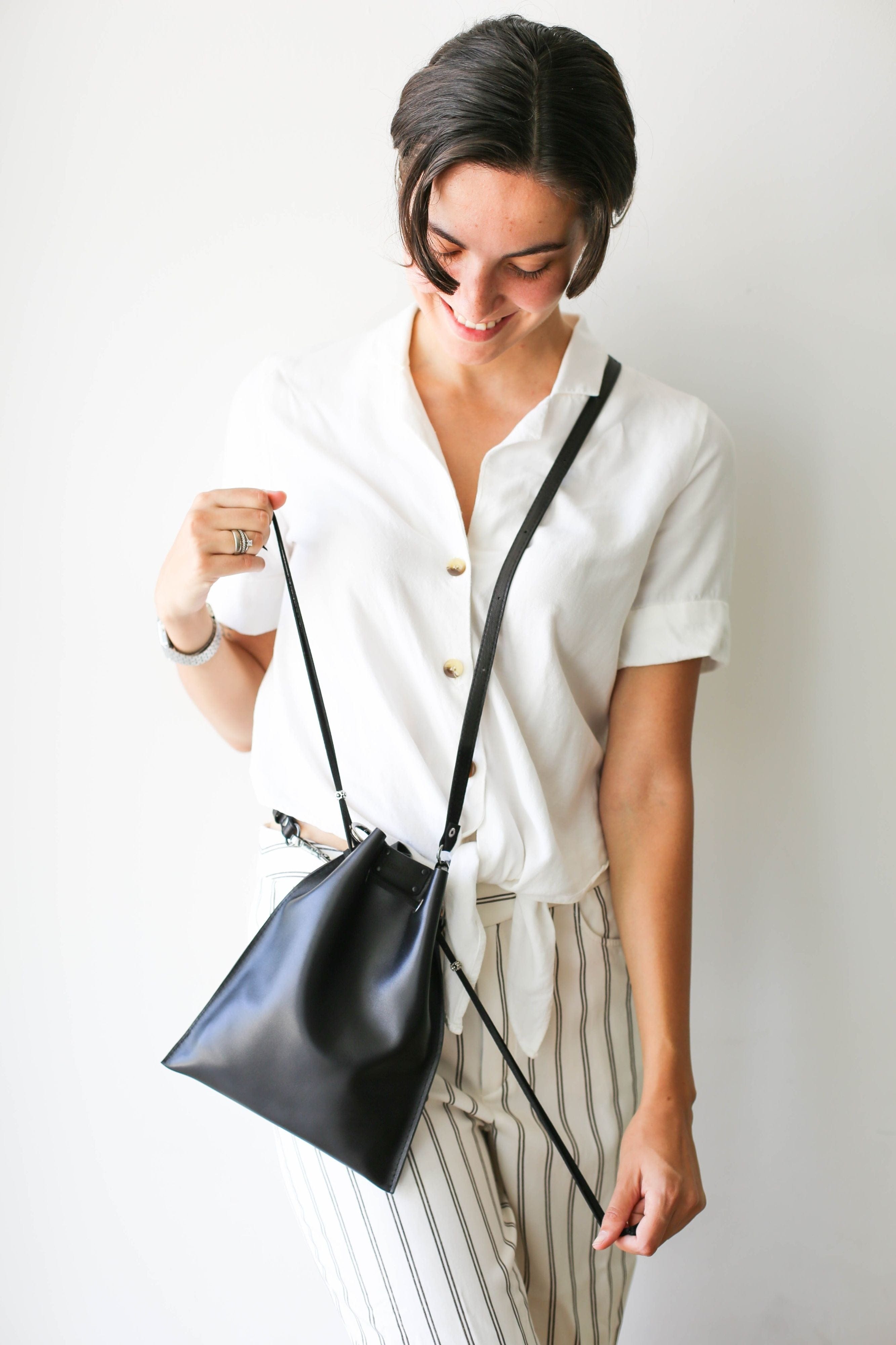 Leather Drawstring Bag