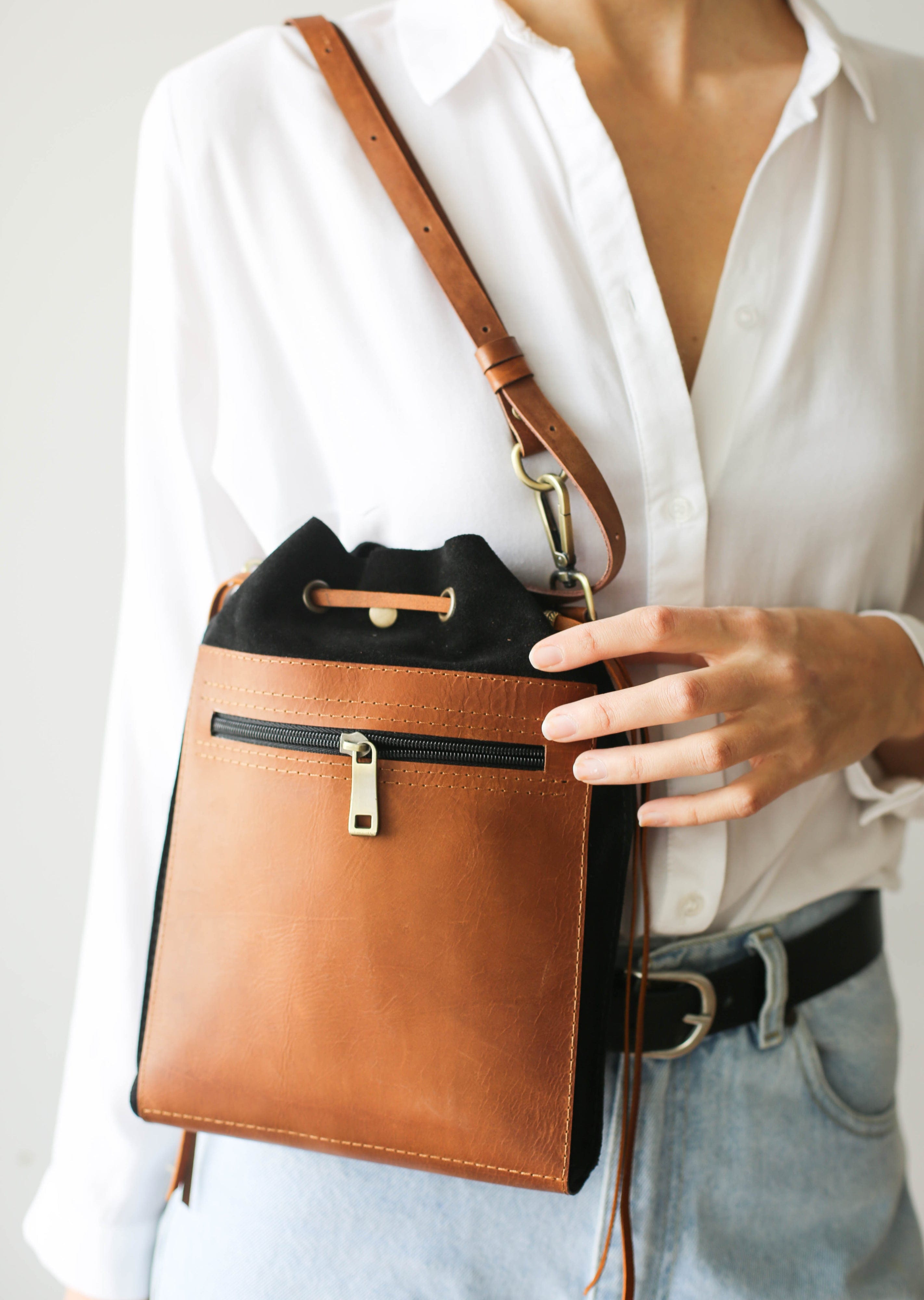 Fossil Black / Brown Fabric/ Leather Shoulder Bag Pur… - Gem