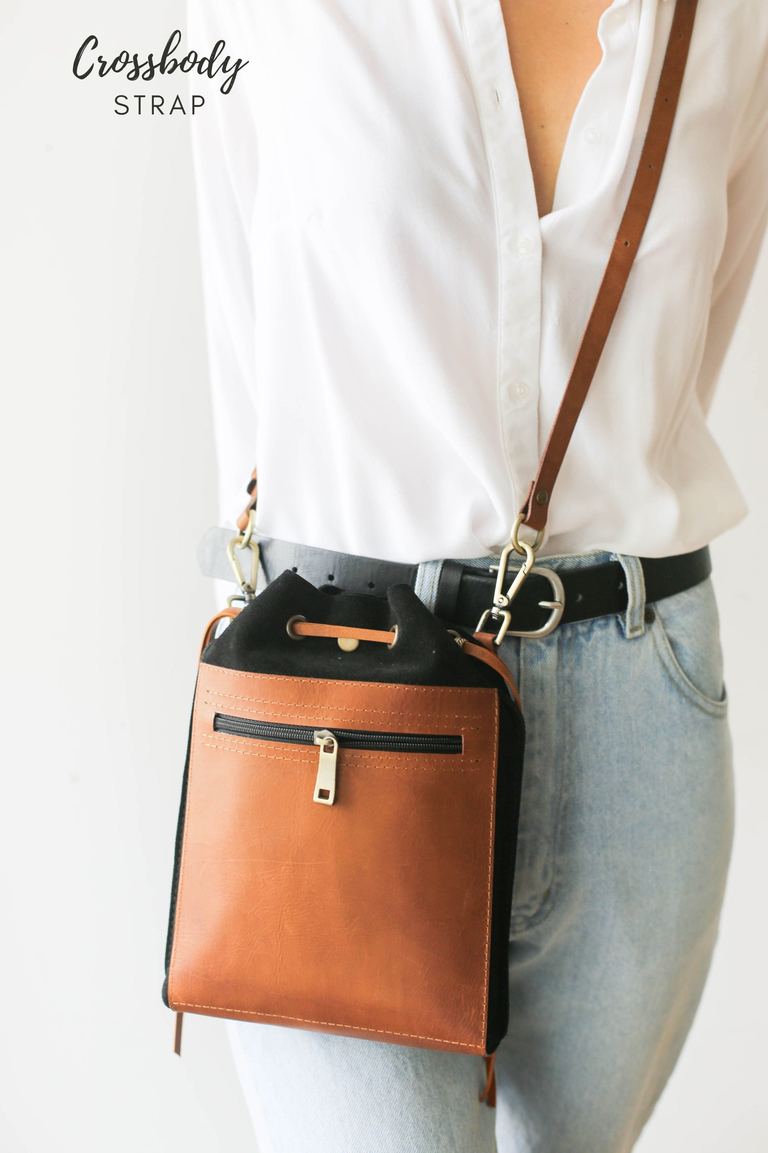 black suede crossbody bag