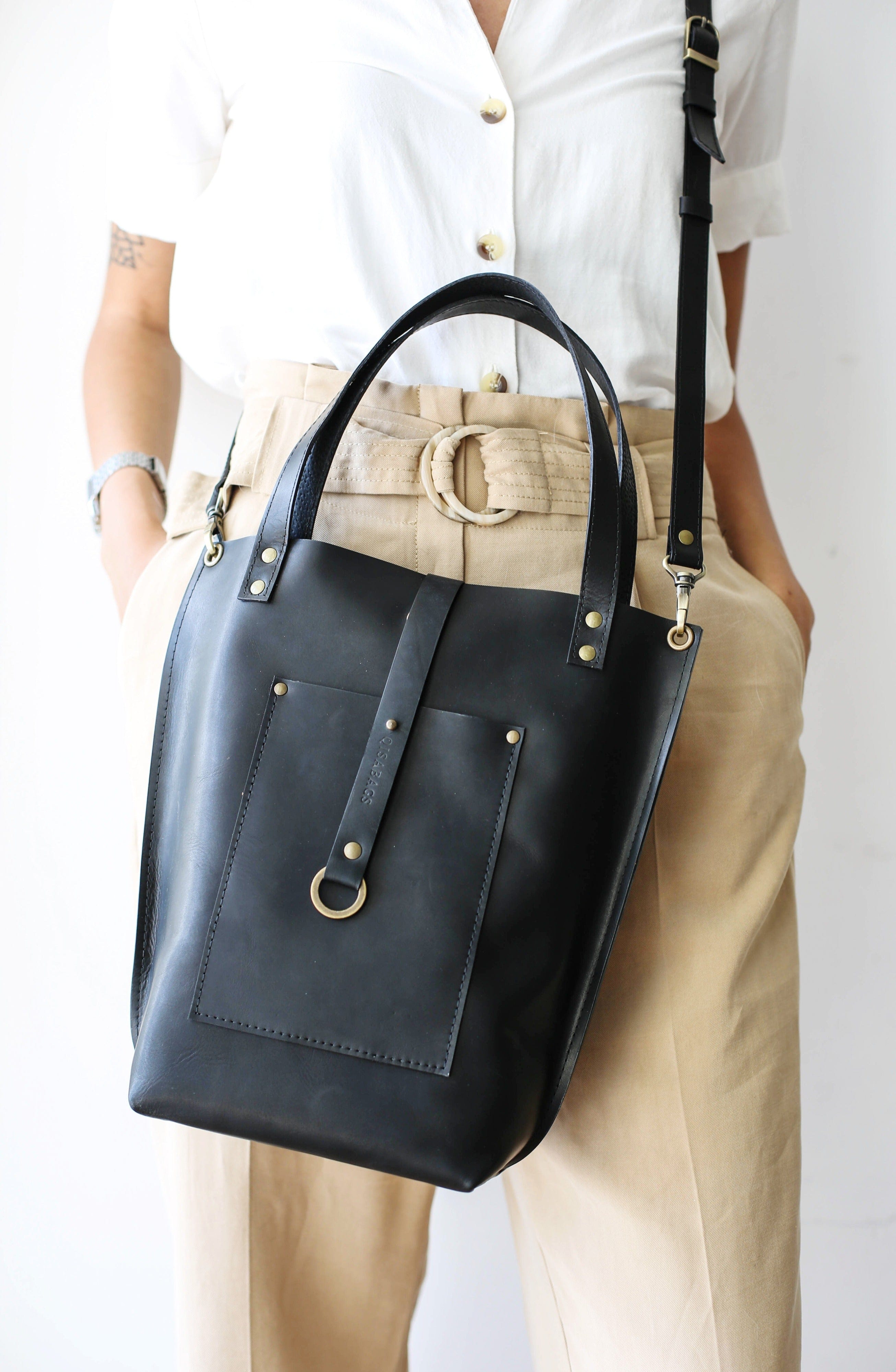 black leather cross body bag