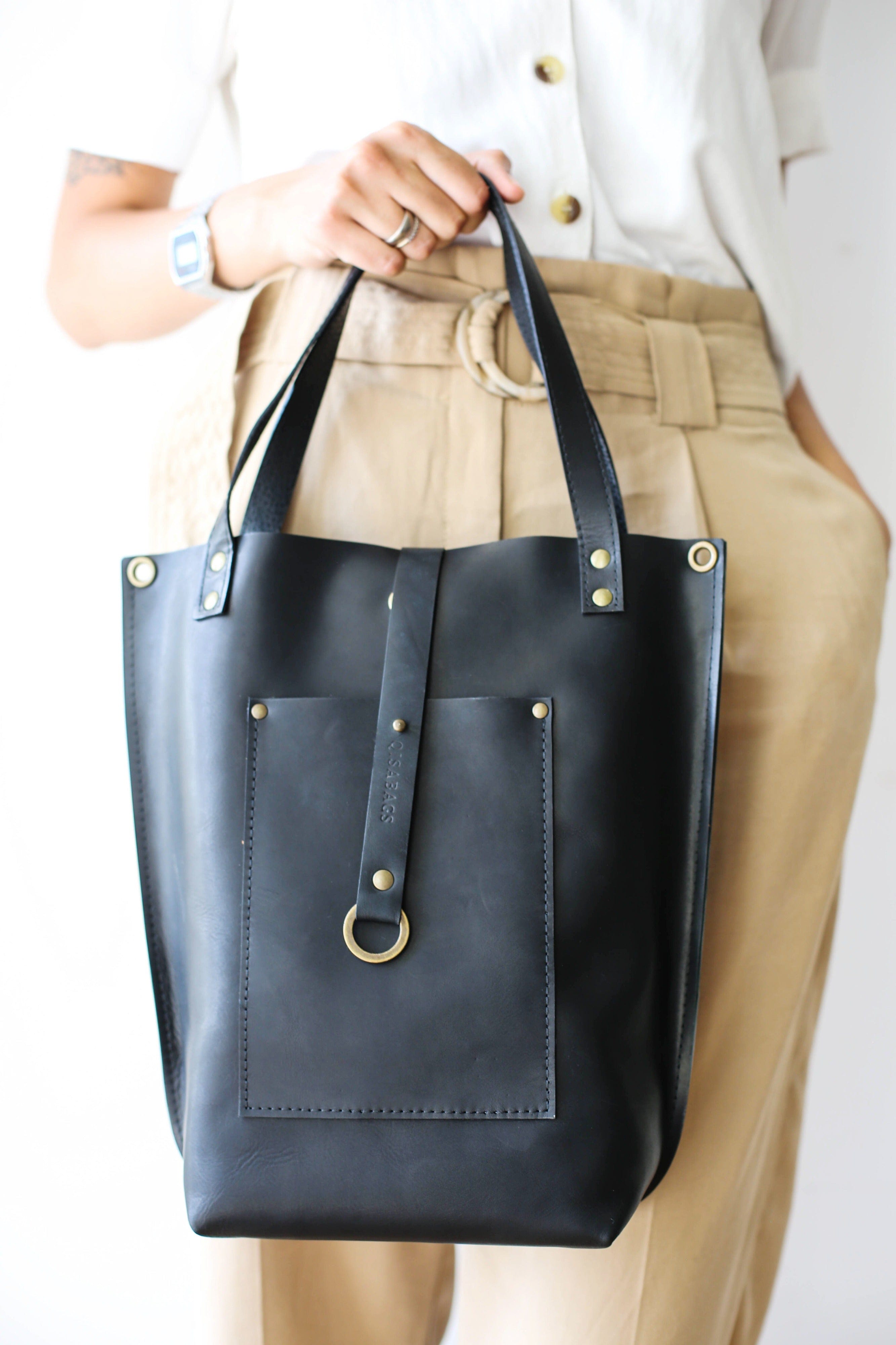 Designer leather totes