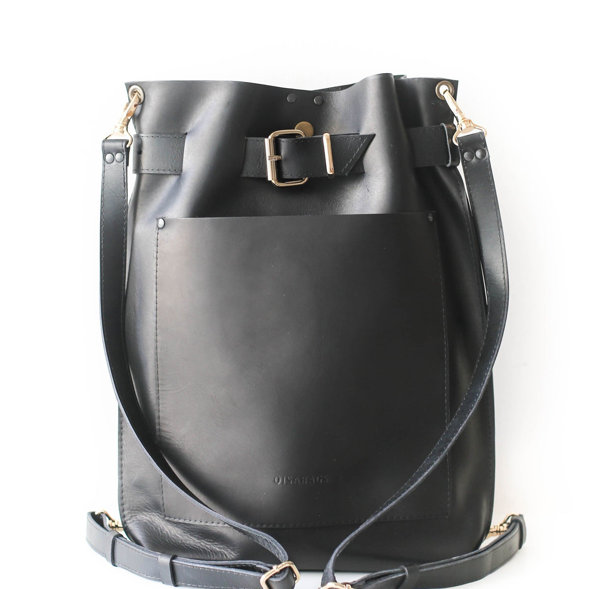 Black Leather Backpack Purse