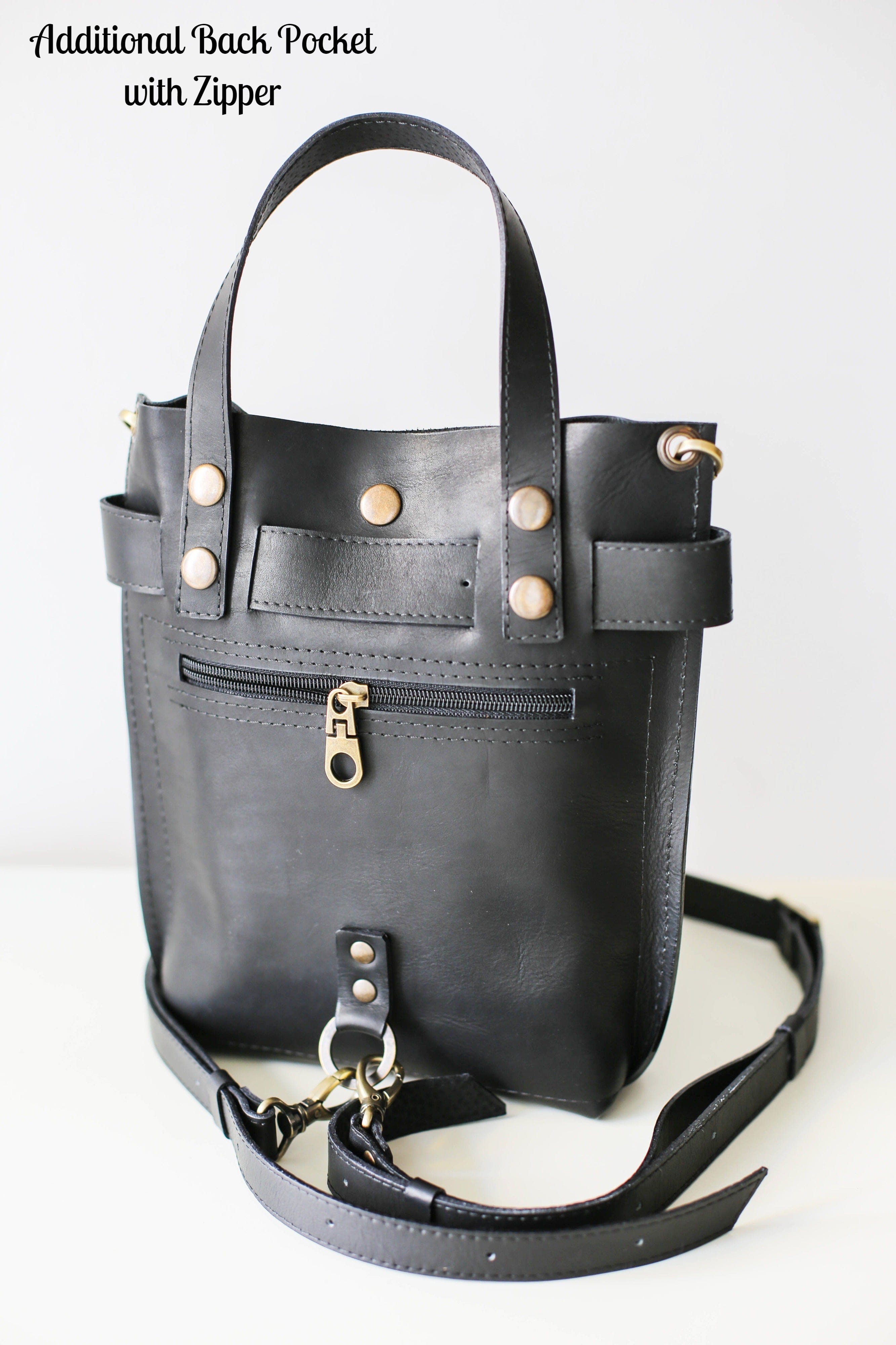 Mini black best sale leather backpack purse