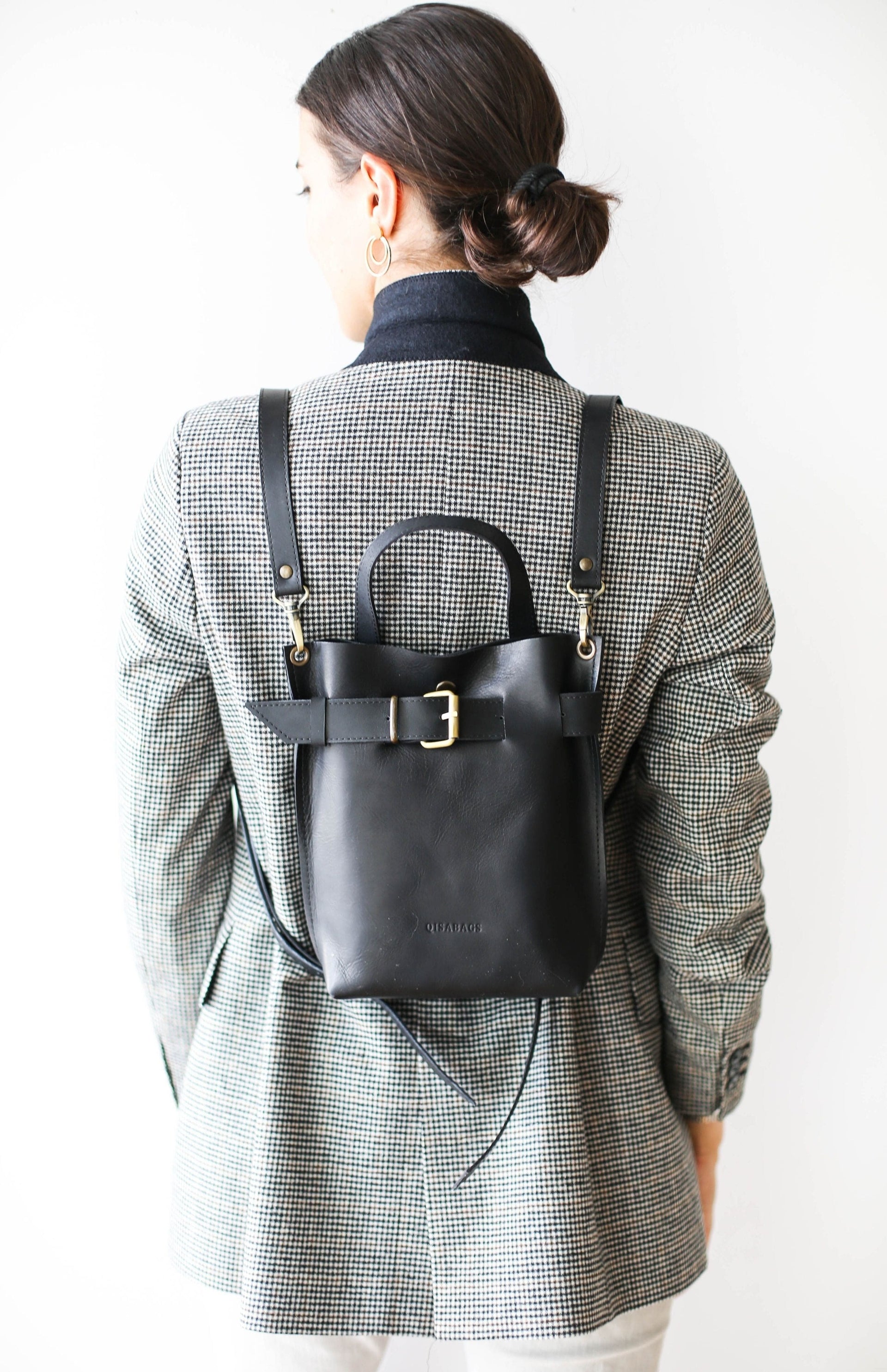Handmade Black Leather Backpack
