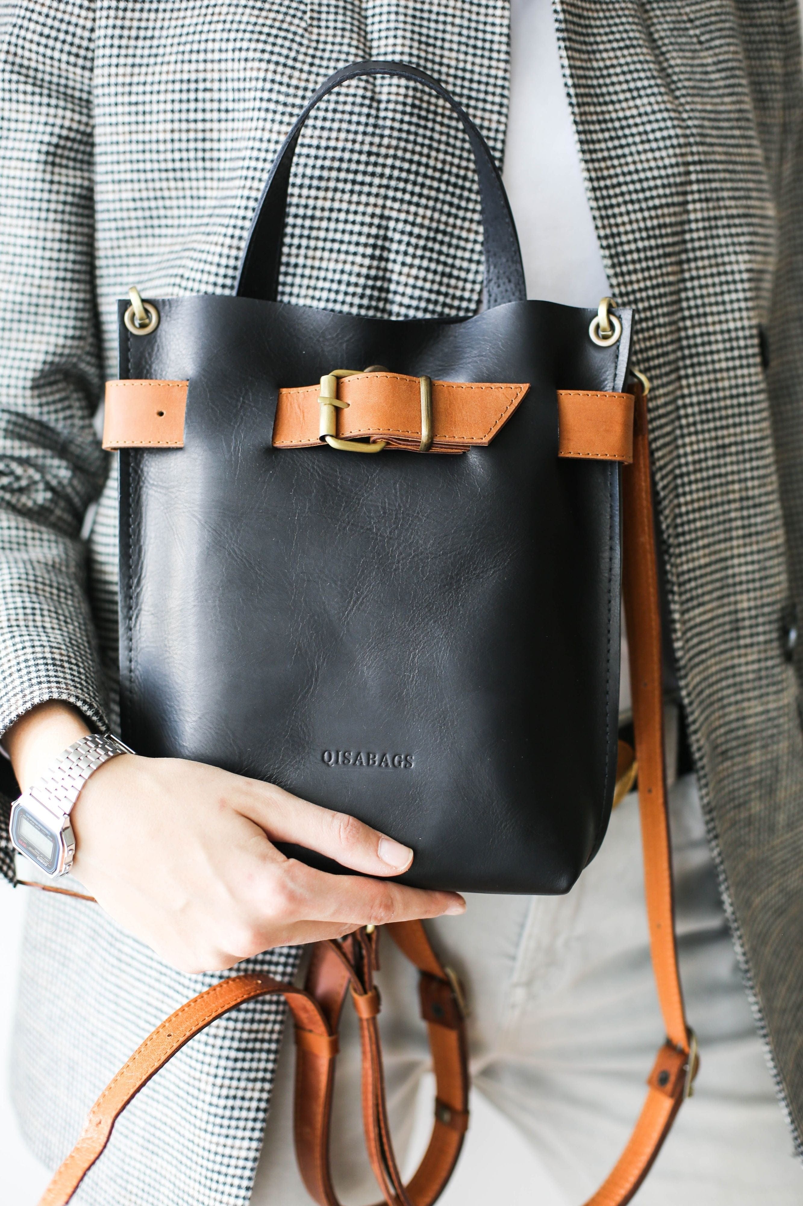 Mini leather backpack