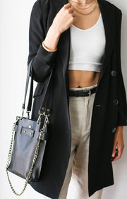 Black leather work bag, Designer Handbag
