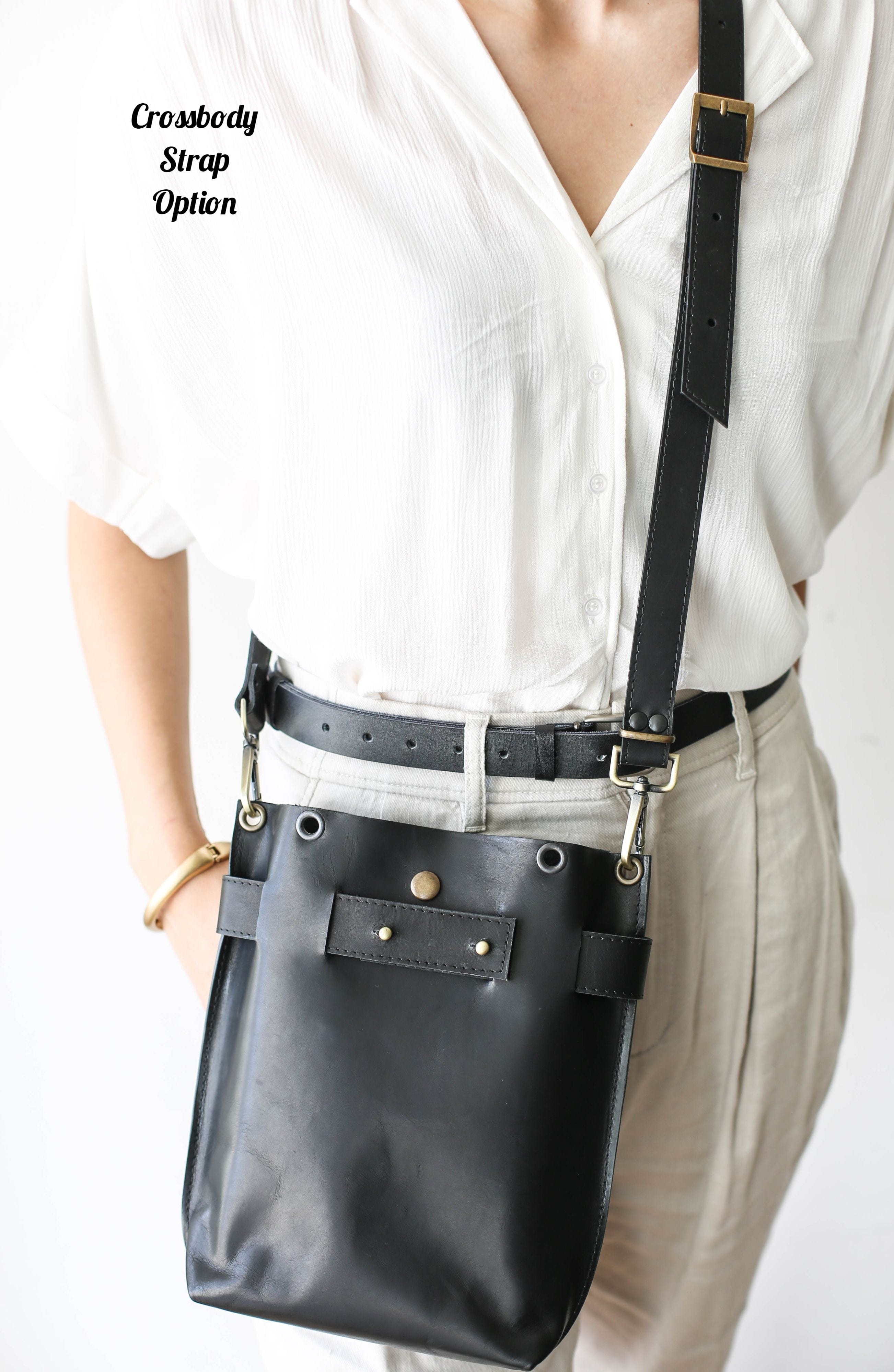 black leather crossbody bag