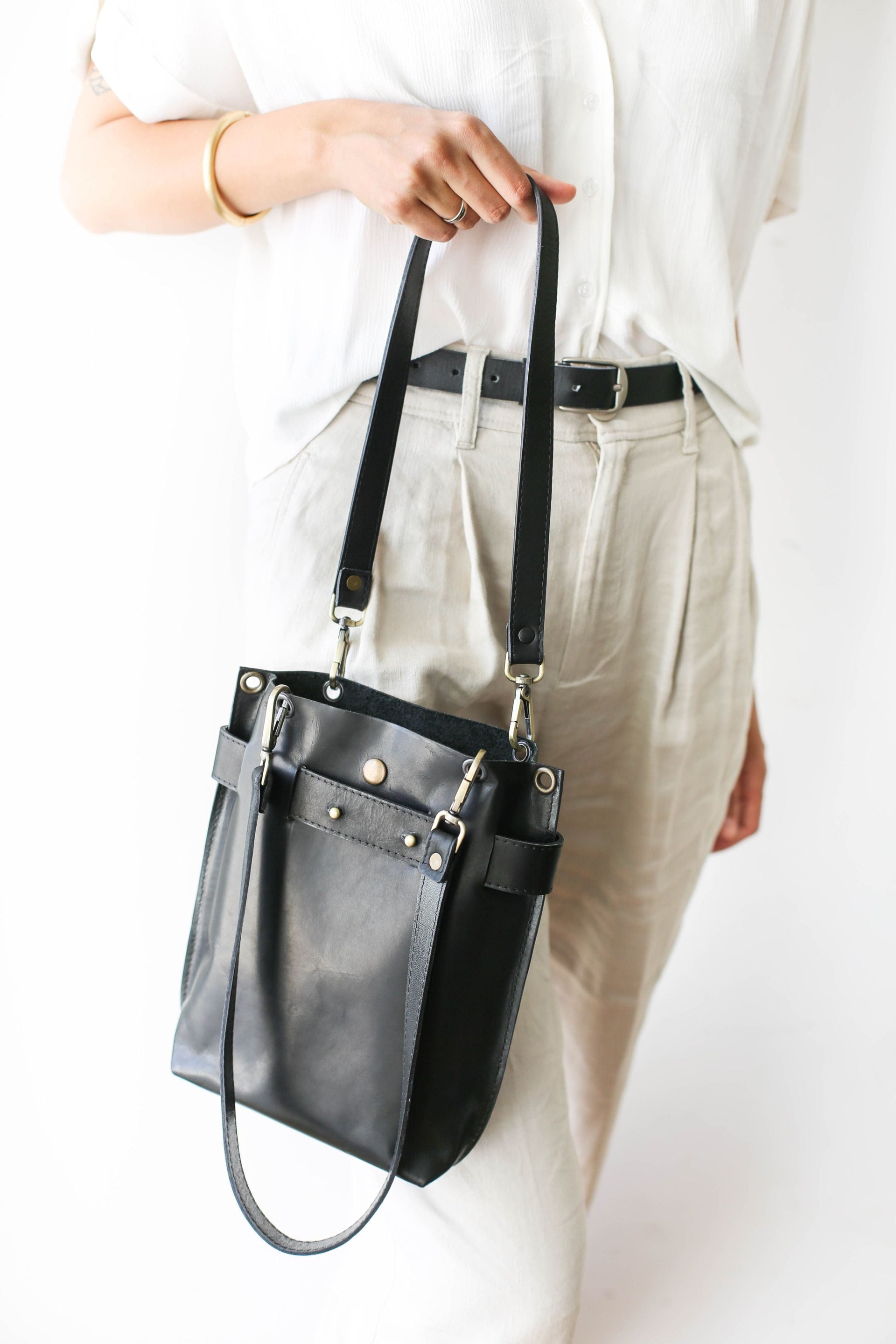 Black Leather bag with Handles
