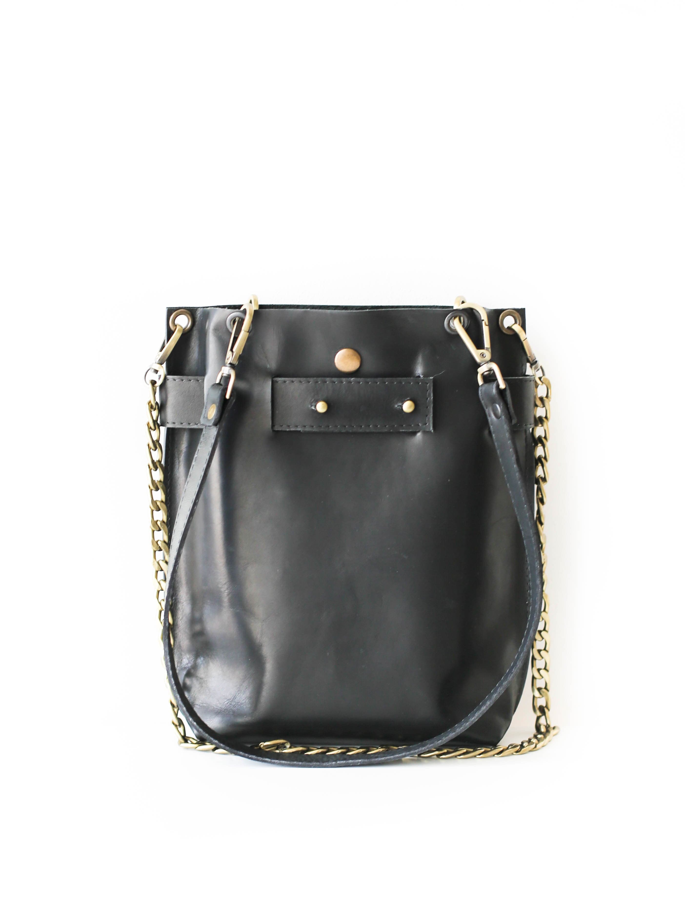 black leather bag