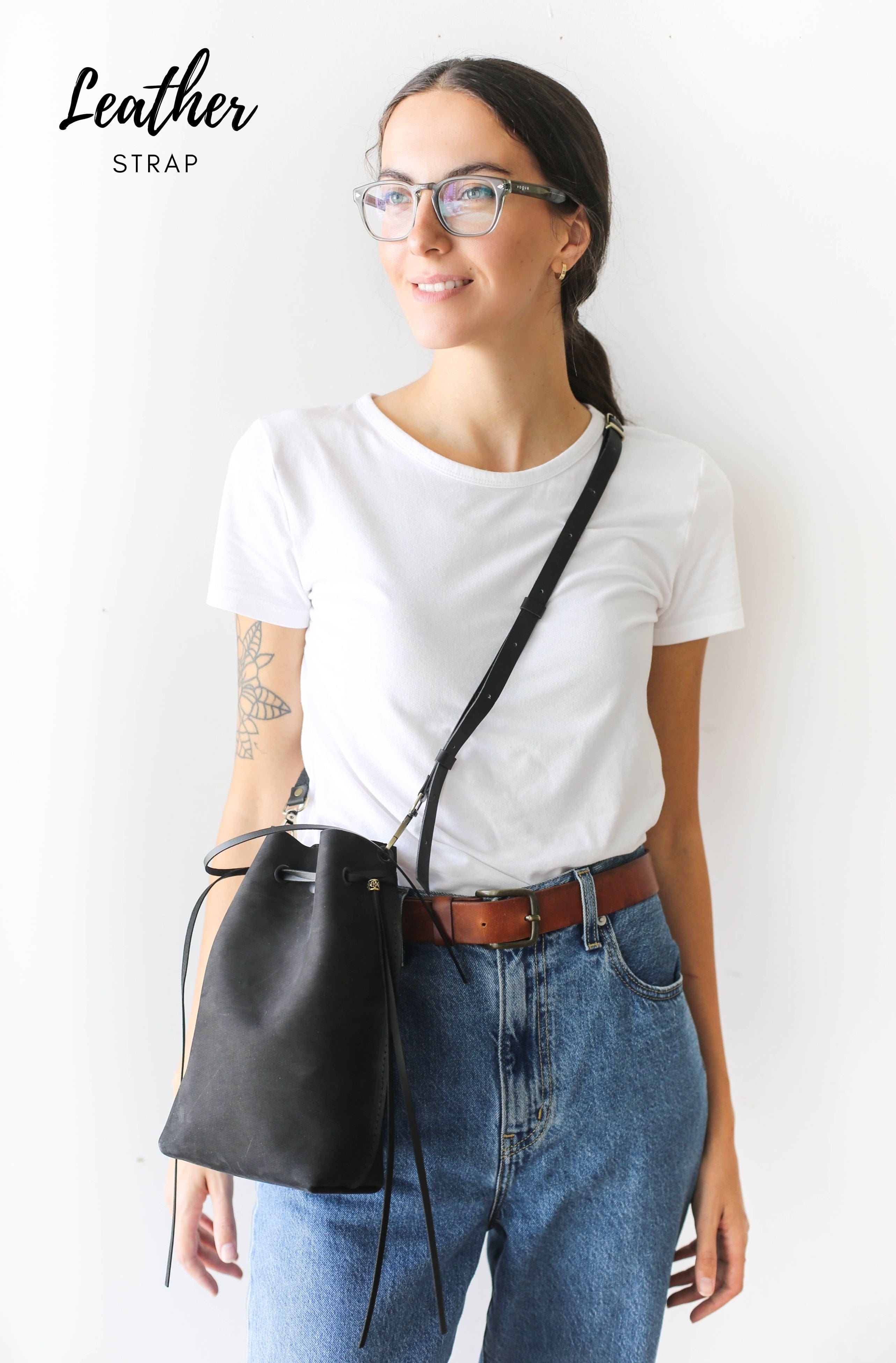 Soft Leather Drawstring Bag