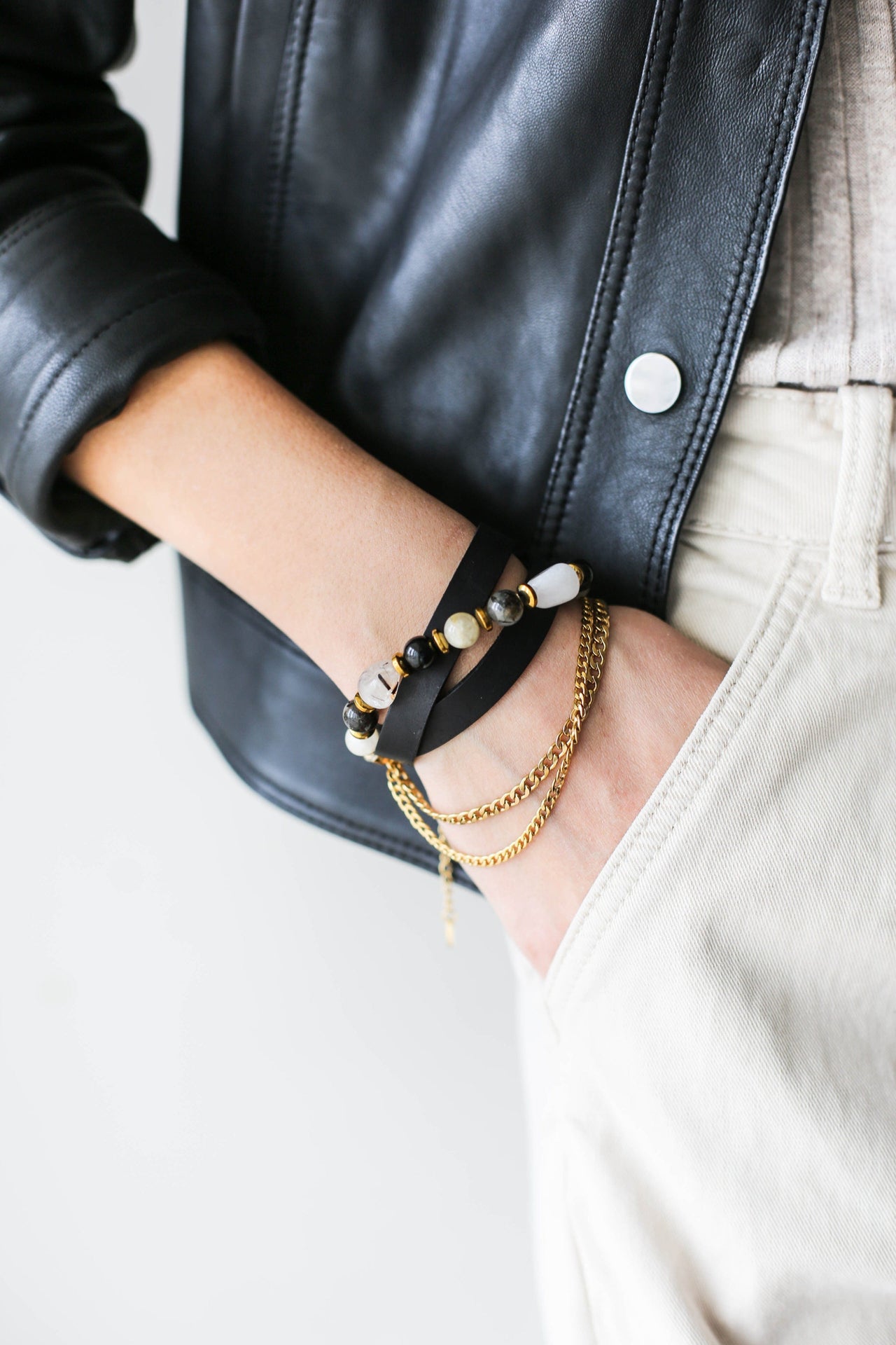 Petite Leather Bracelet for Women Womens Leather Cuff Triple 