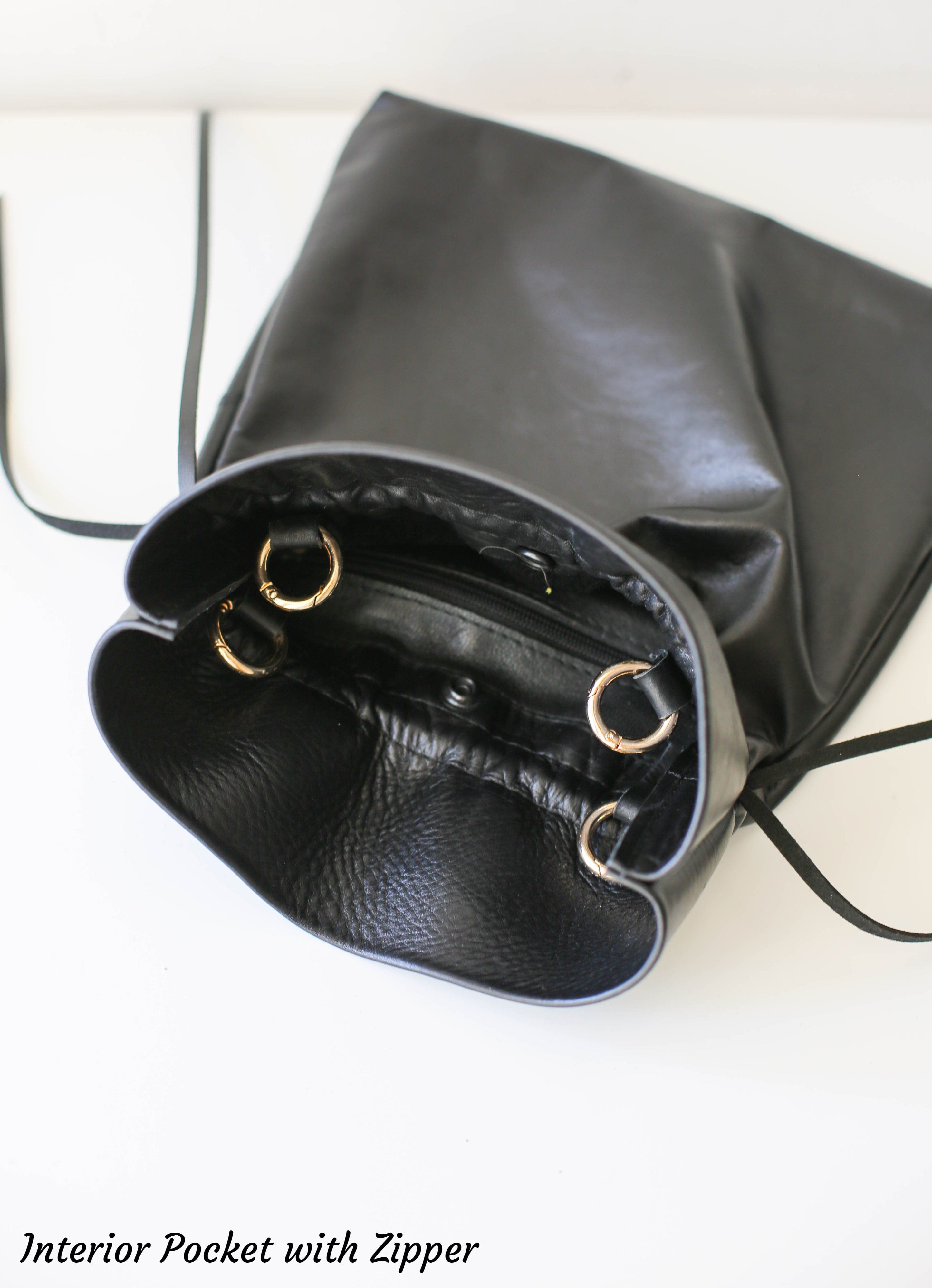 black soft leather bag for women