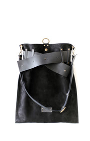 Black Suede Leather Backpack
