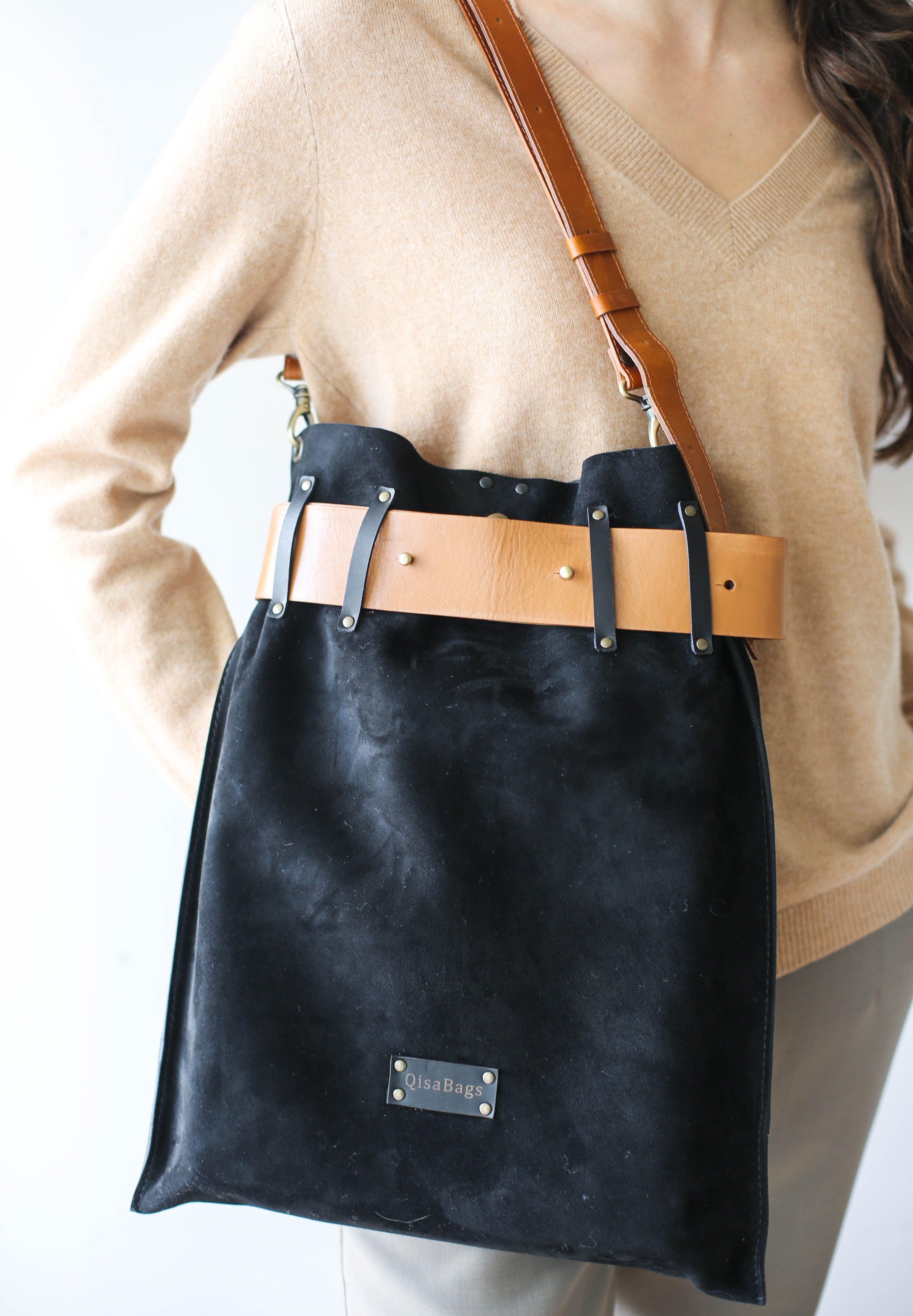 Suede Leather Handbag