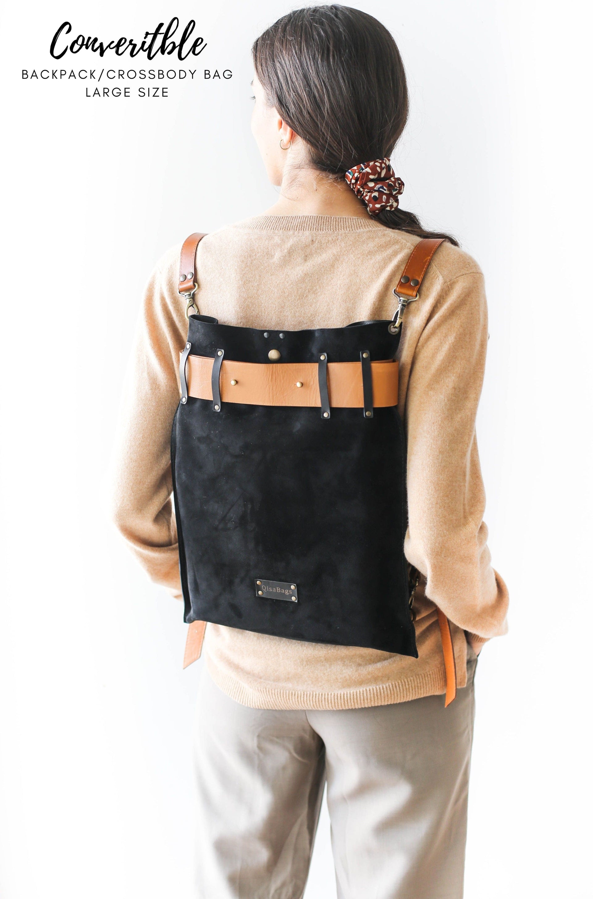 Stylish leather backpack purse
