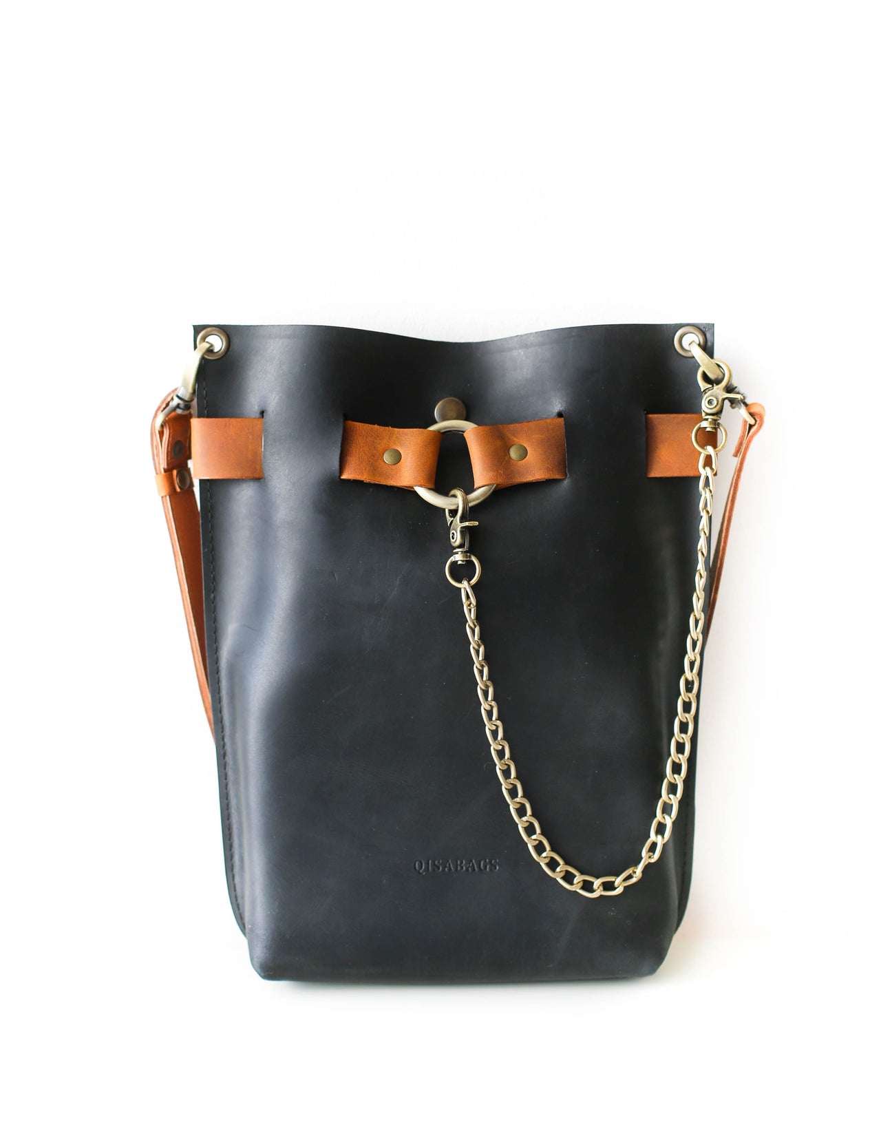black leather backpack purse
