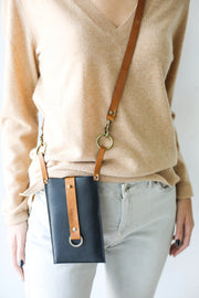 Leather cross body bag for phone