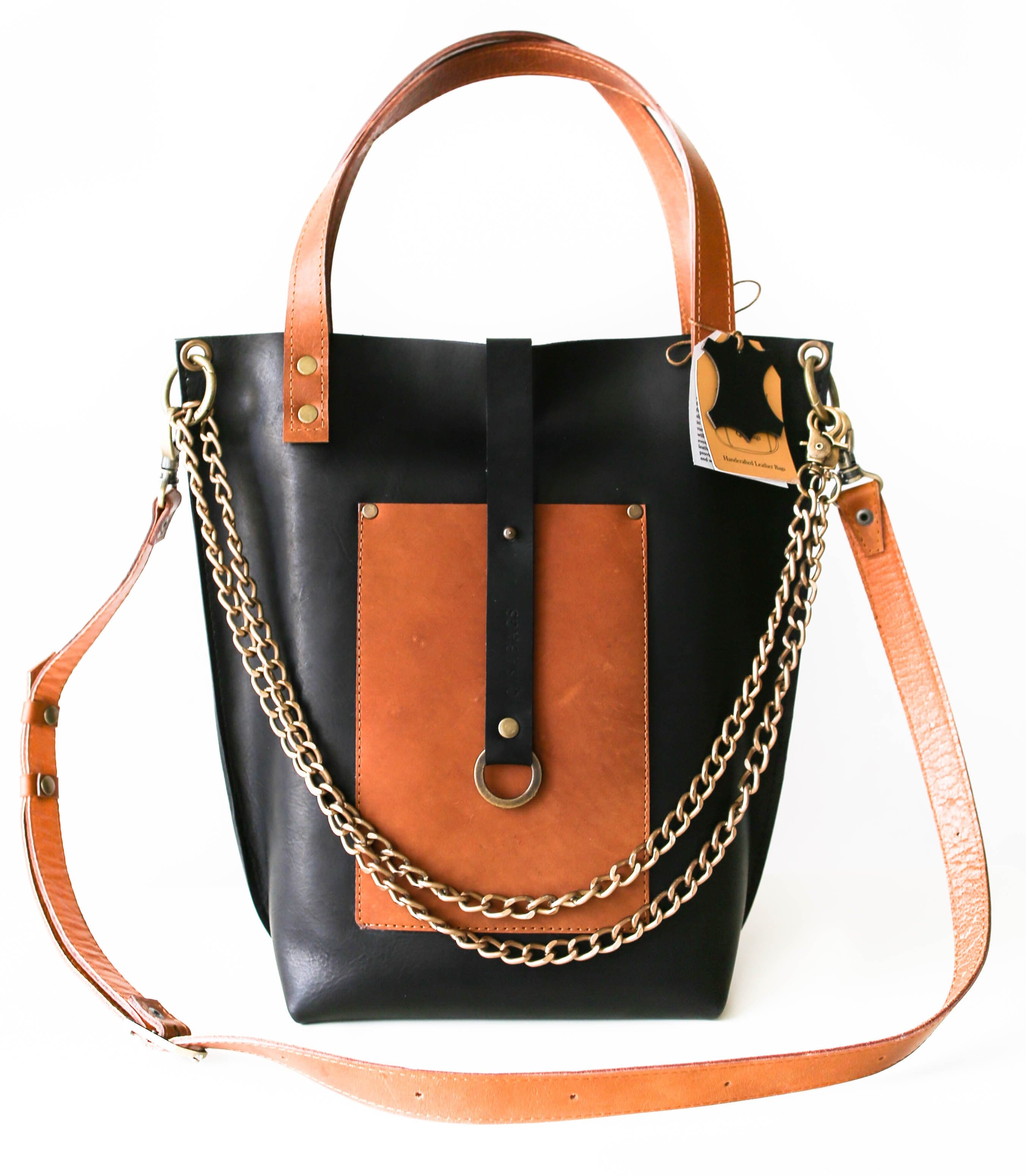 Leather tote bag