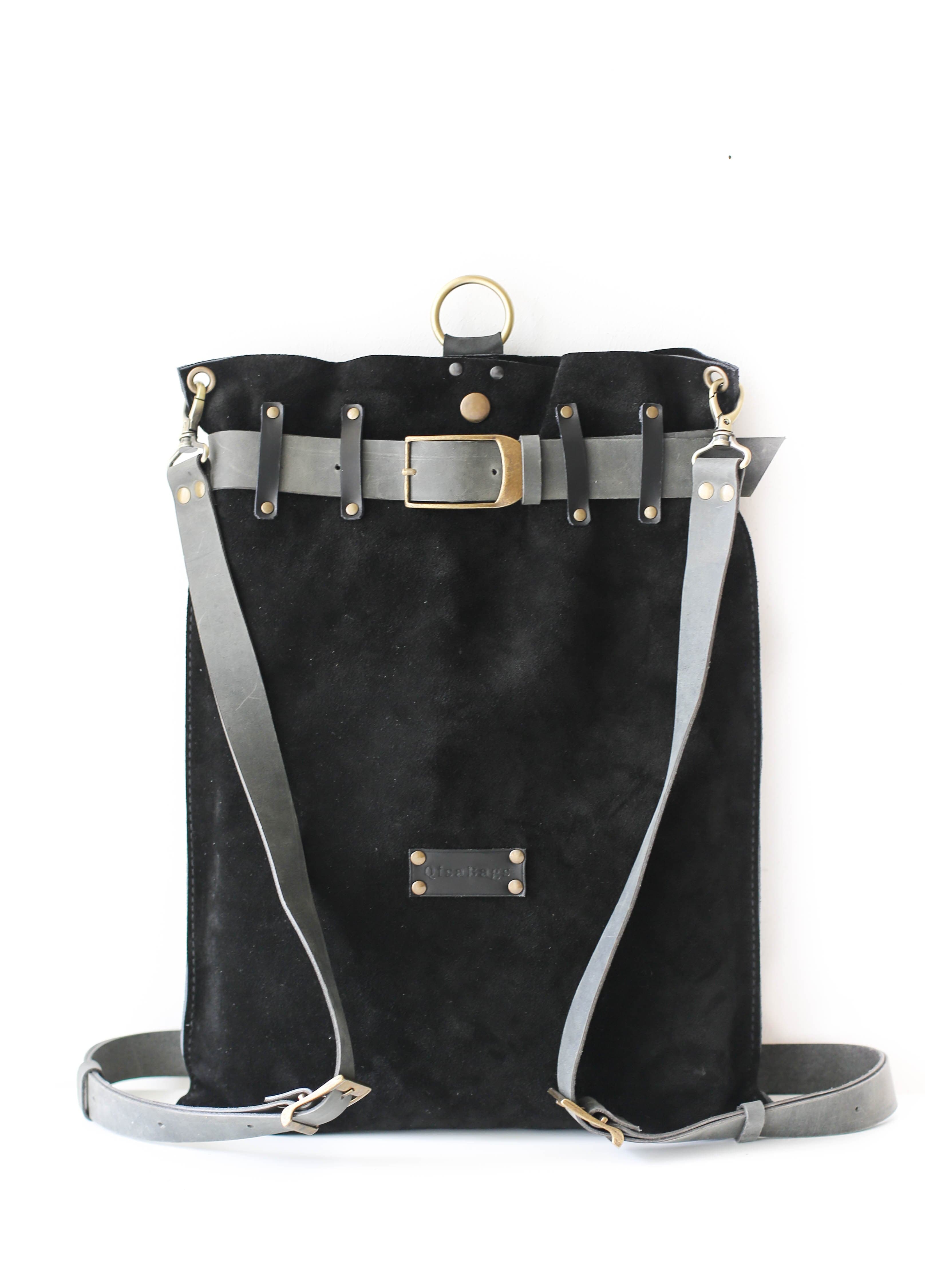 black leather bag